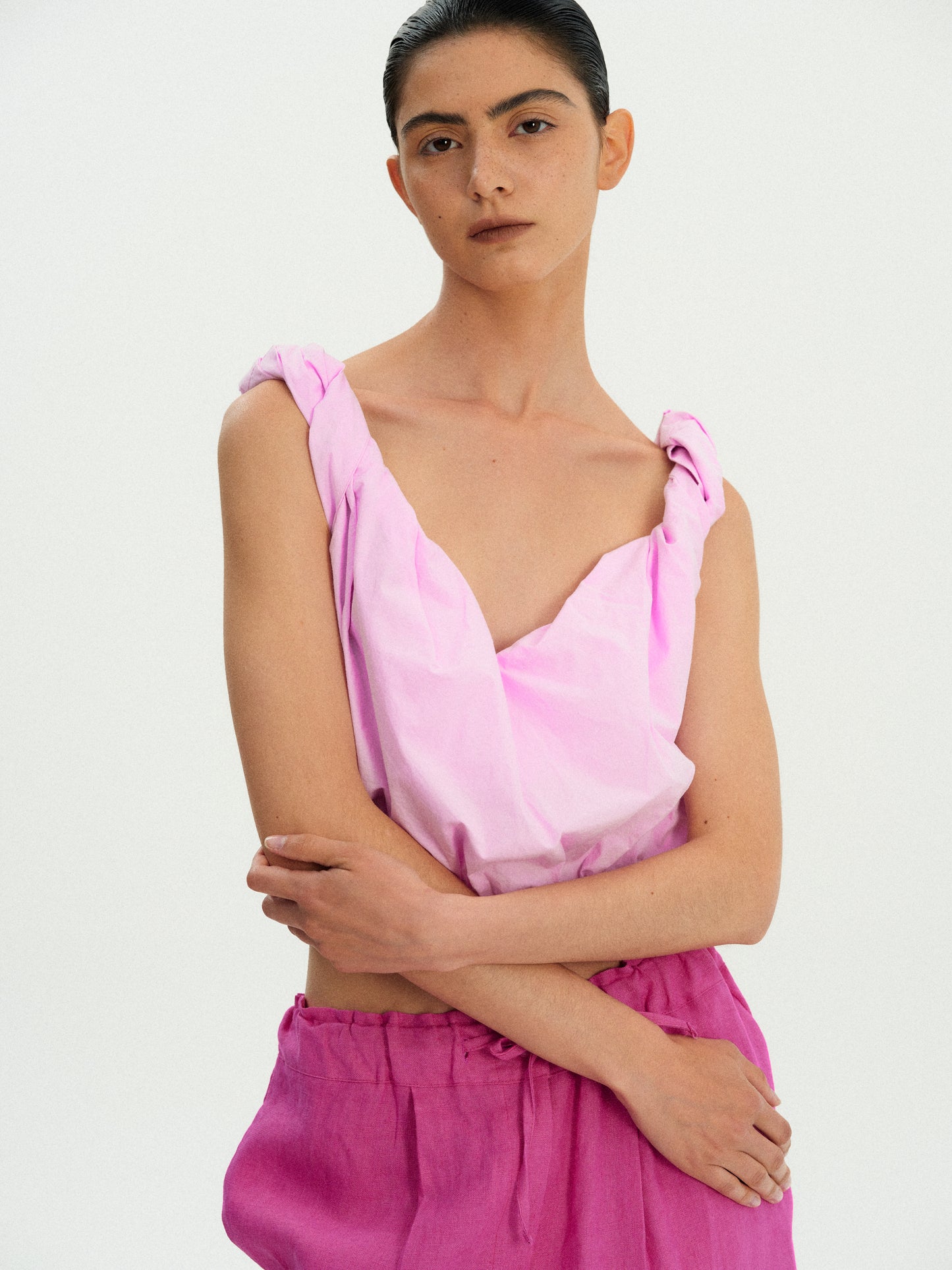 Gathered Cotton Camisole, Peony