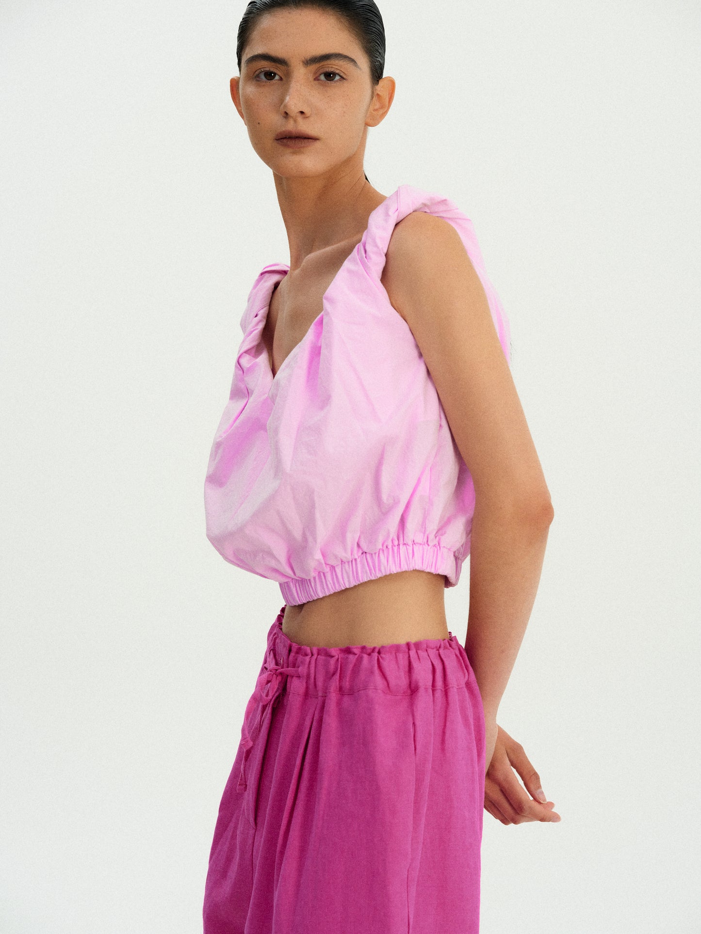 Gathered Cotton Camisole, Peony