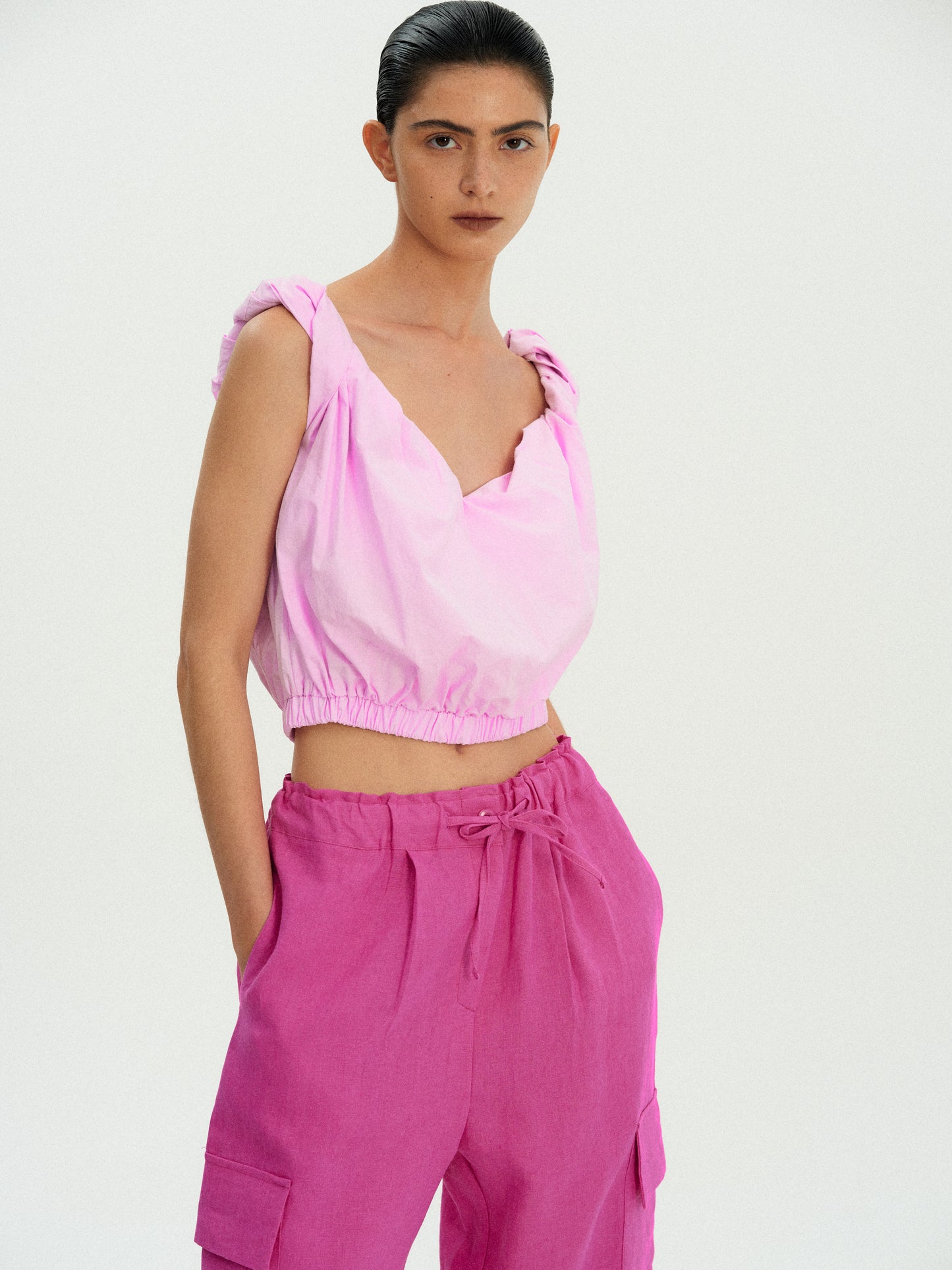 Gathered Cotton Camisole, Peony