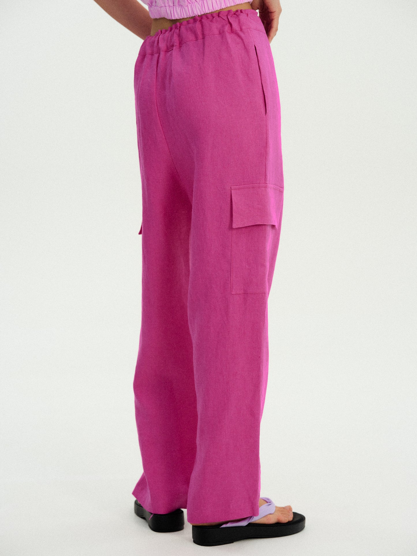 Linen Work Pants, Magenta