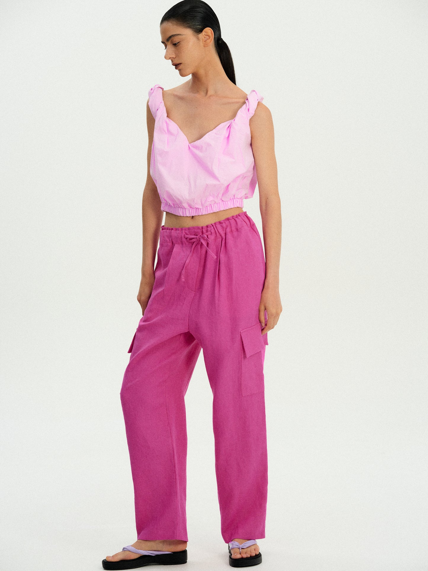 Gathered Cotton Camisole, Peony