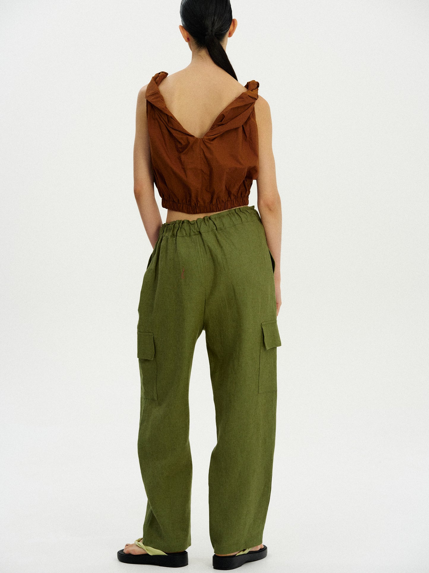 Linen Work Pants, Moss Green