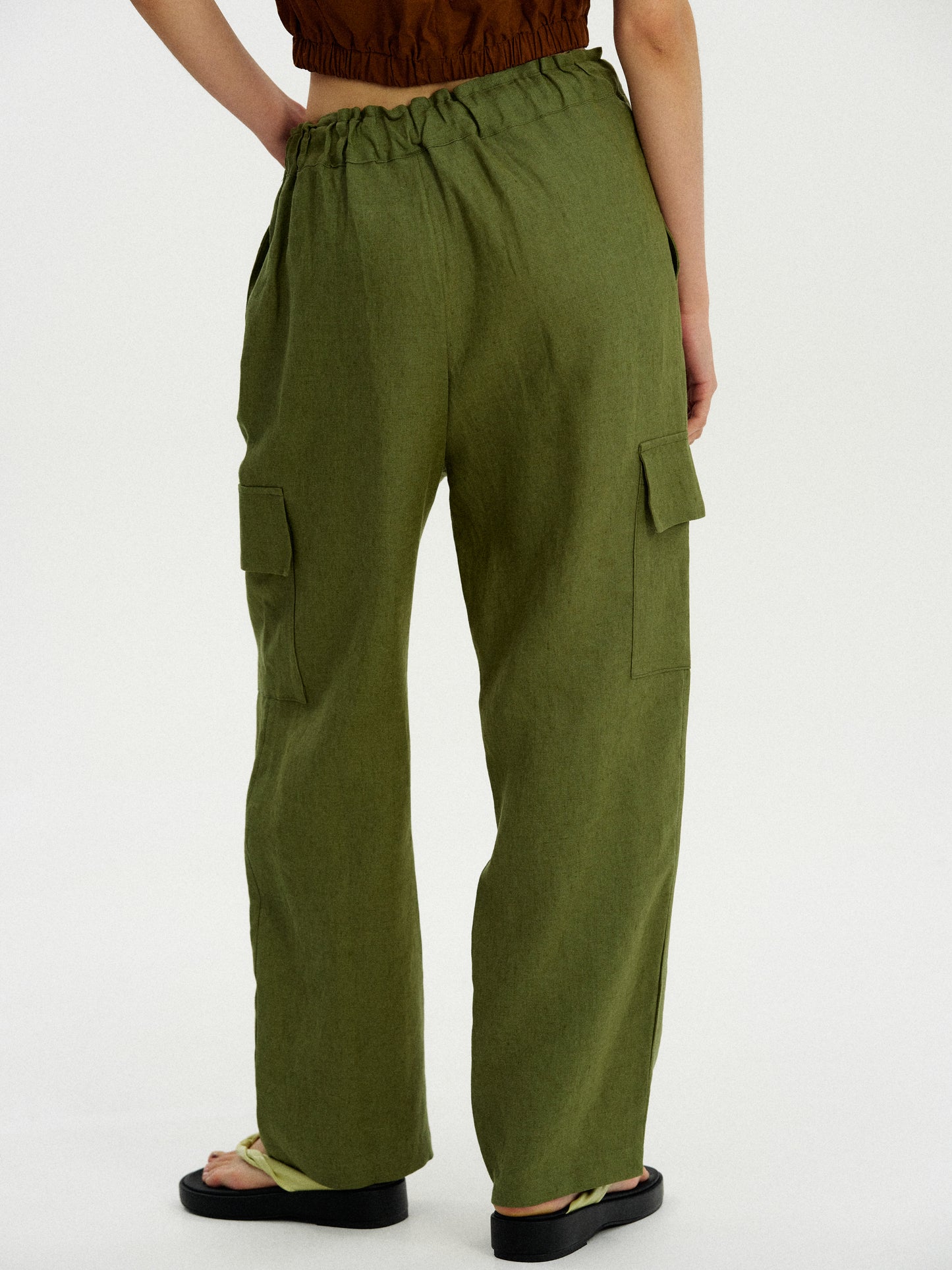 Linen Work Pants, Moss Green
