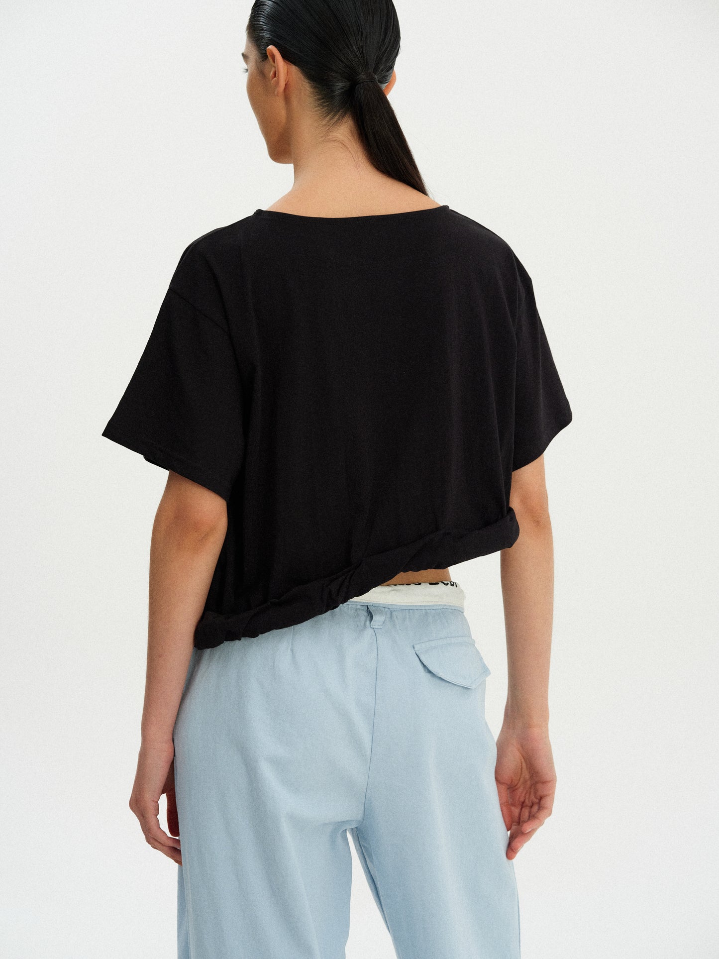 Twisted Cotton T-Shirt, Black