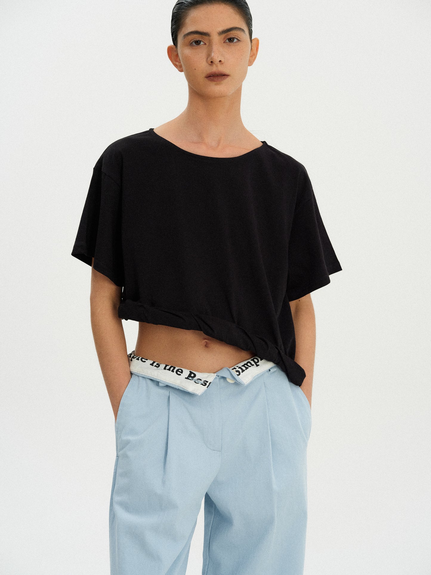 Twisted Cotton T-Shirt, Black