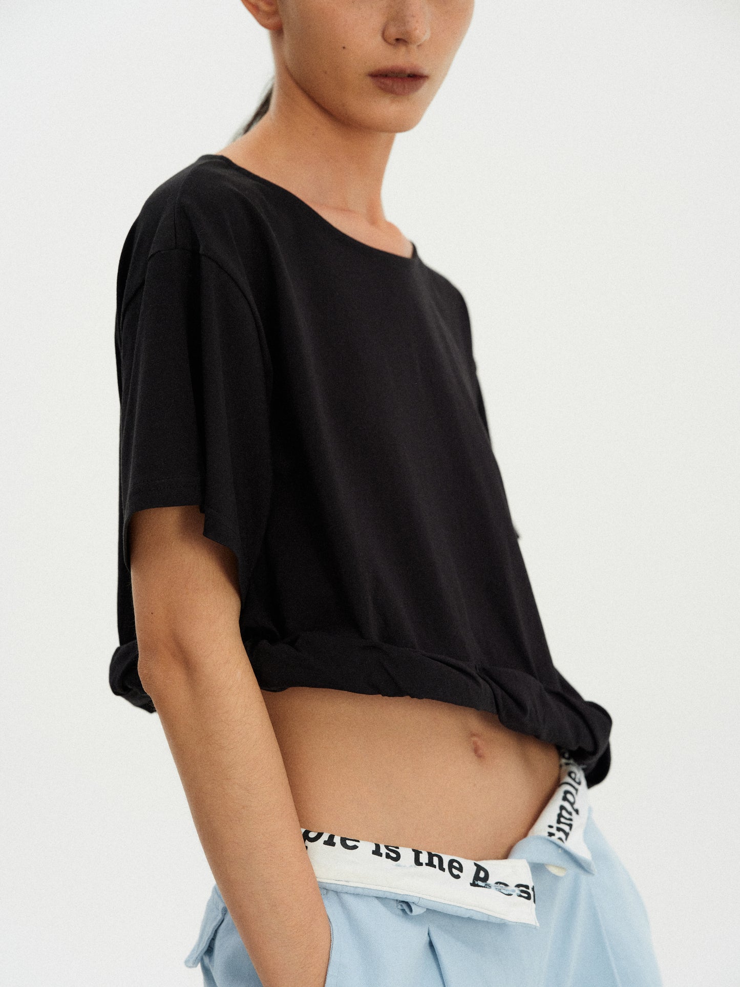 Twisted Cotton T-Shirt, Black