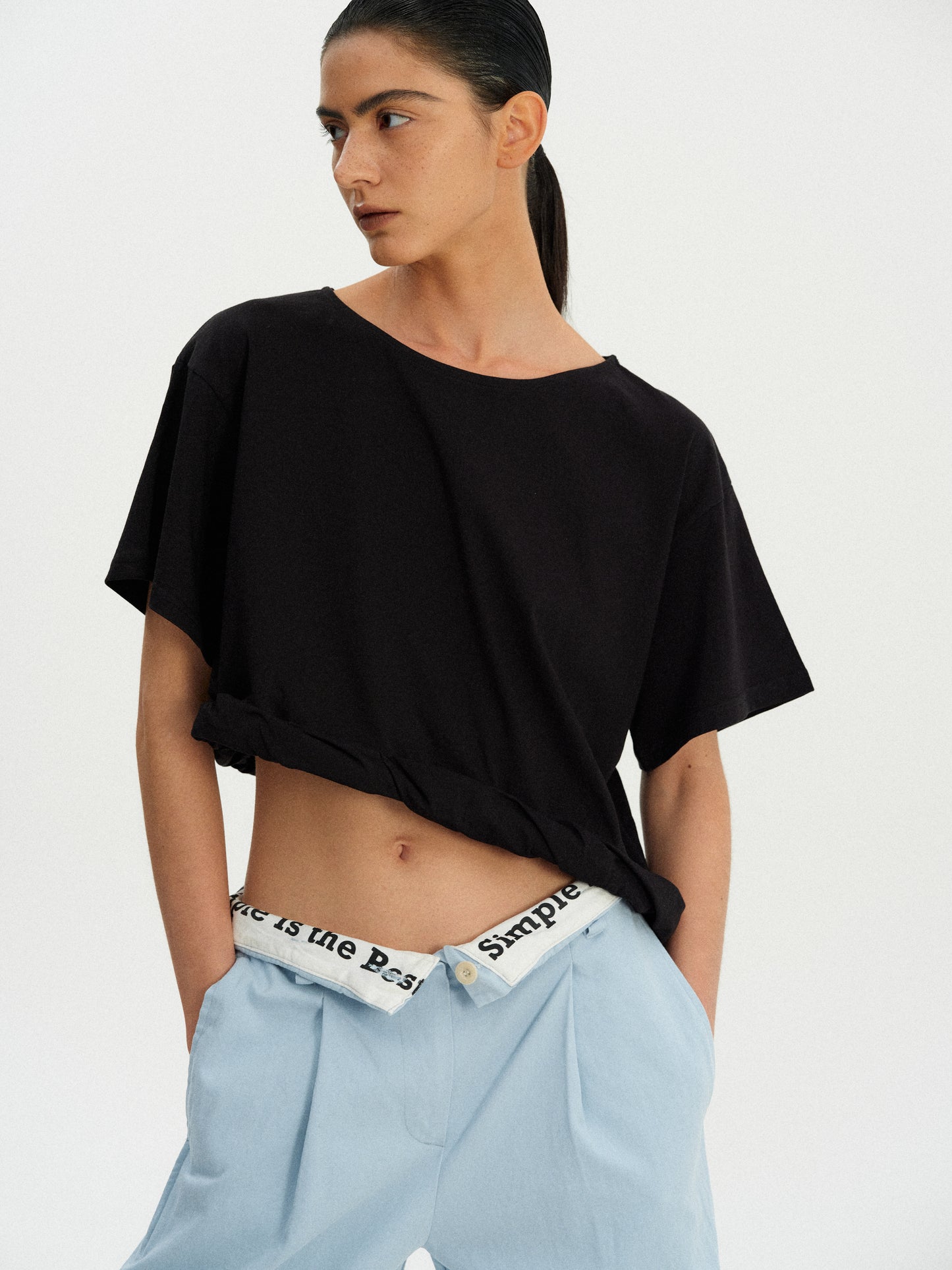 Twisted Cotton T-Shirt, Black