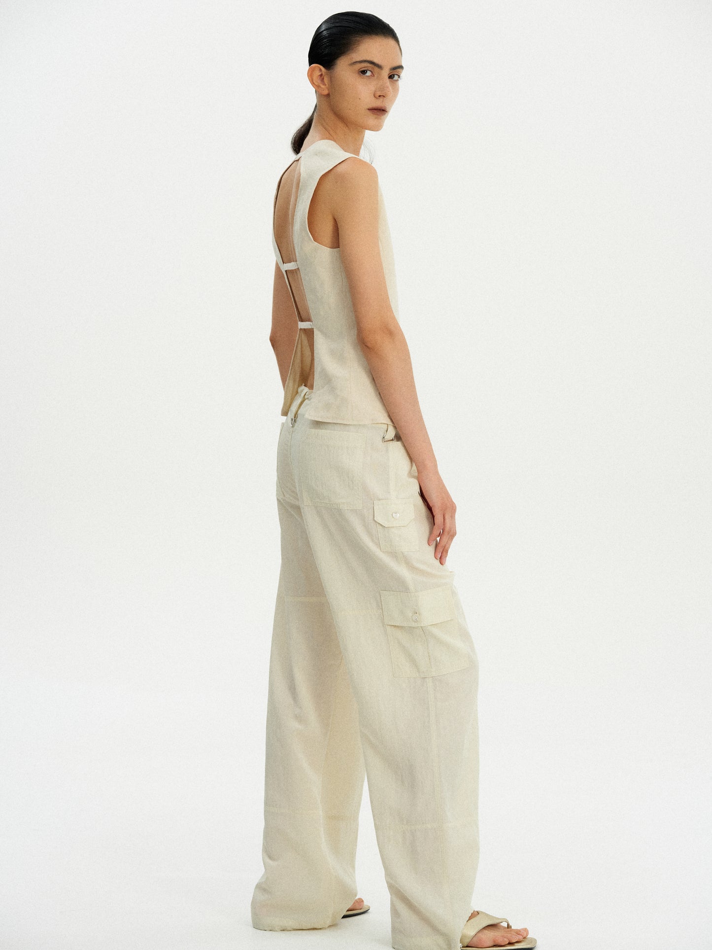 Backless Linen Top, Natural