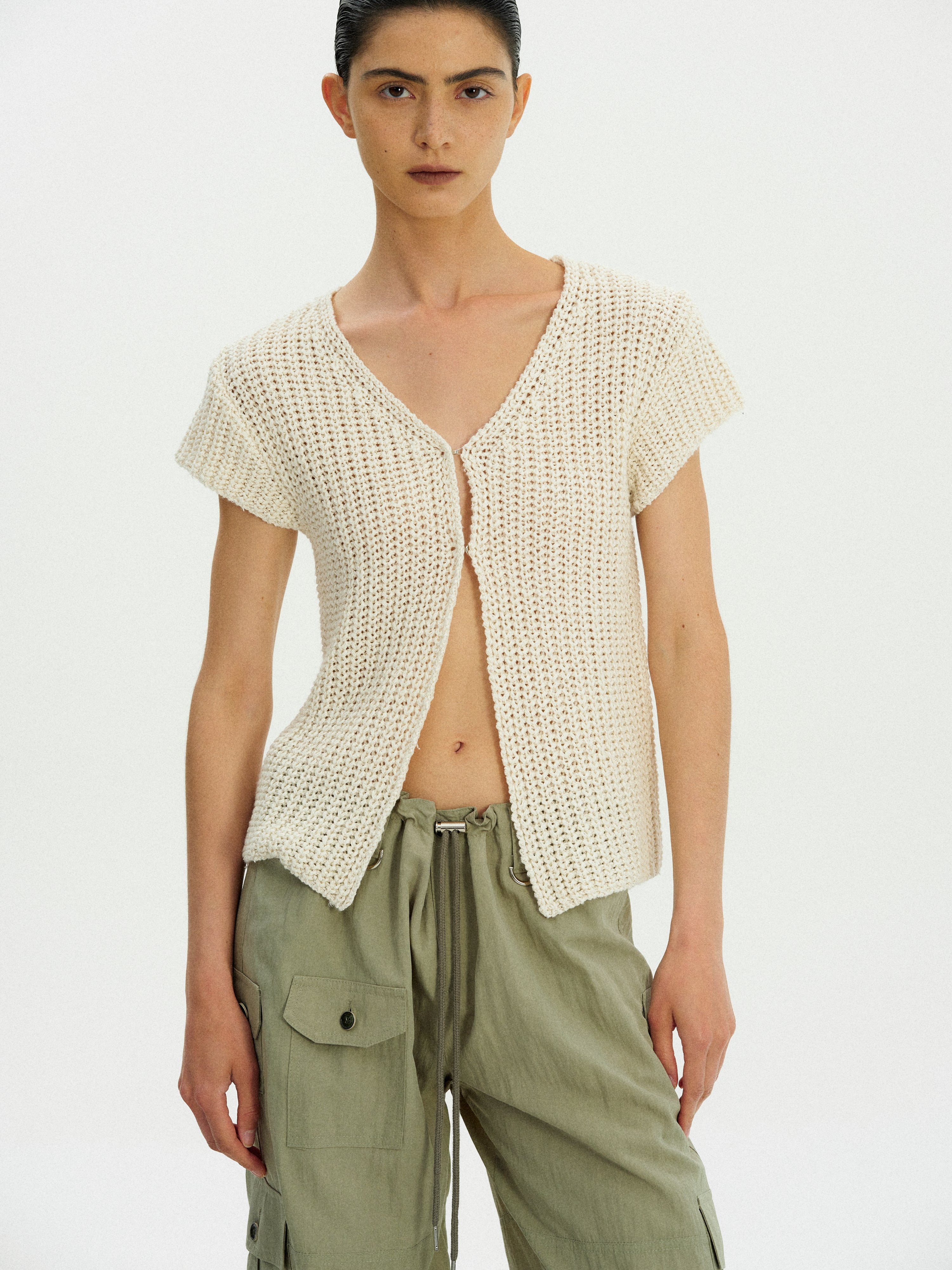 Knit Paper & Bamboo Top, Ecru