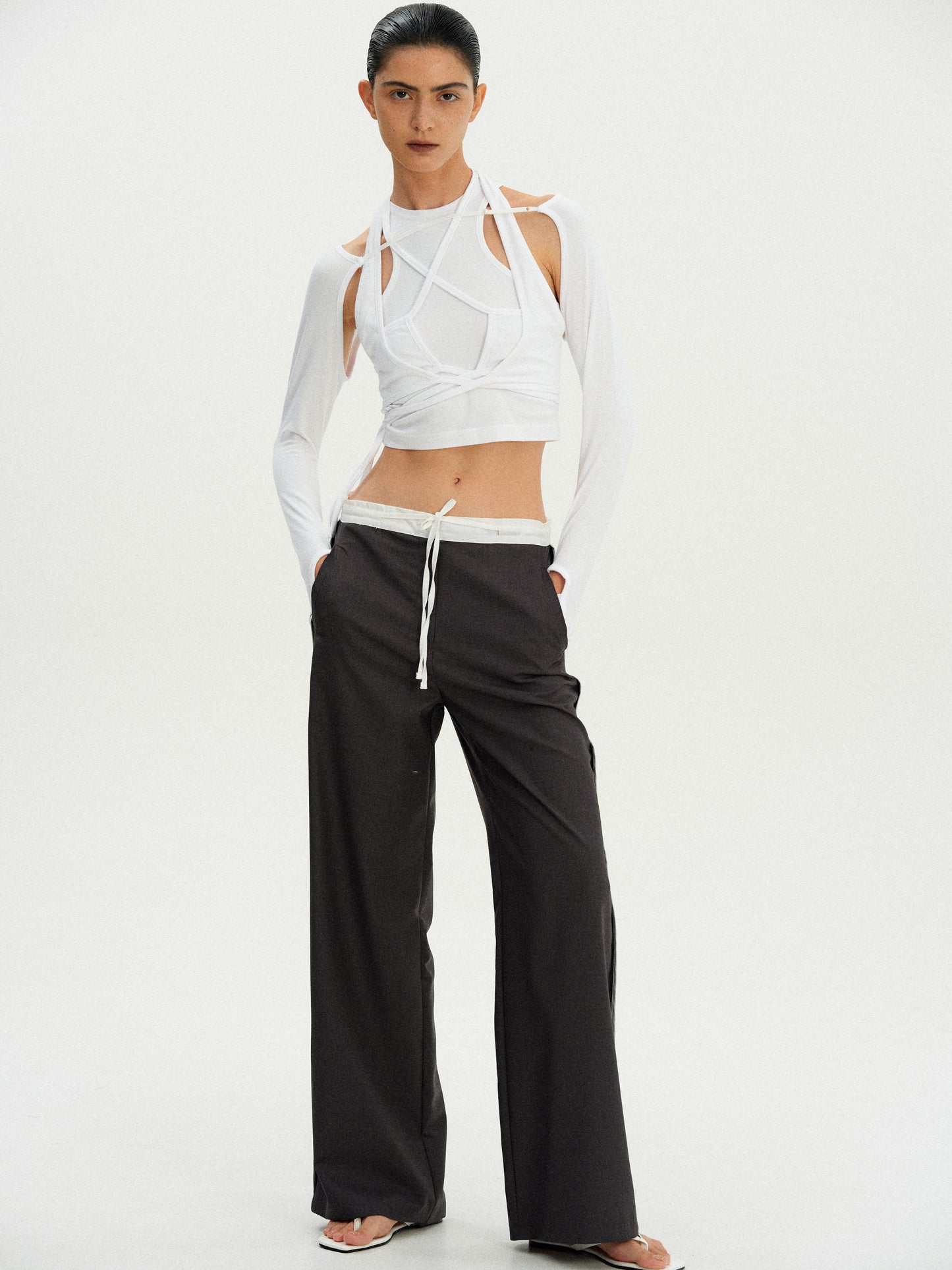 Drawstring Track Trousers, Pebble Grey