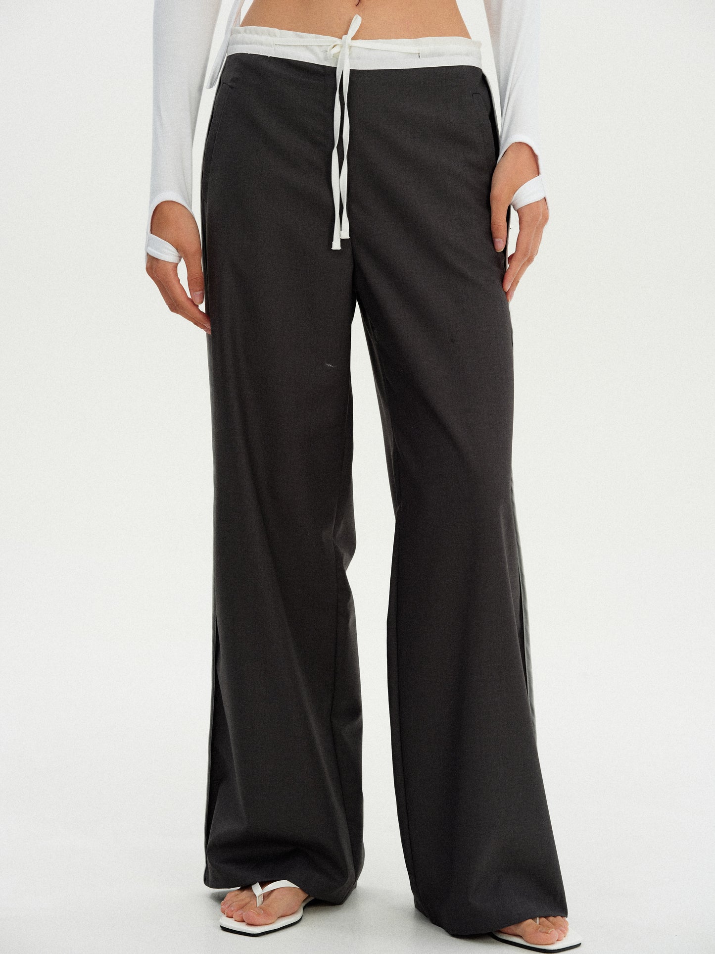 Drawstring Track Trousers, Pebble Grey