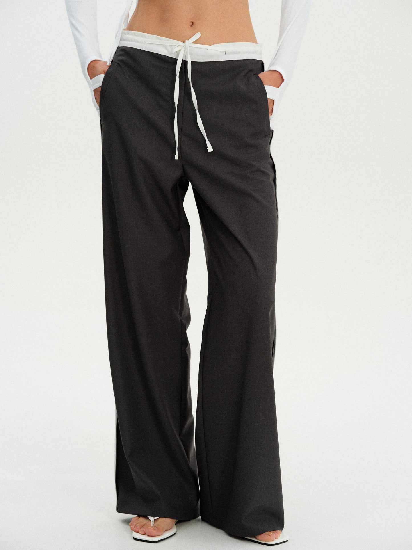 Drawstring Track Trousers, Pebble Grey