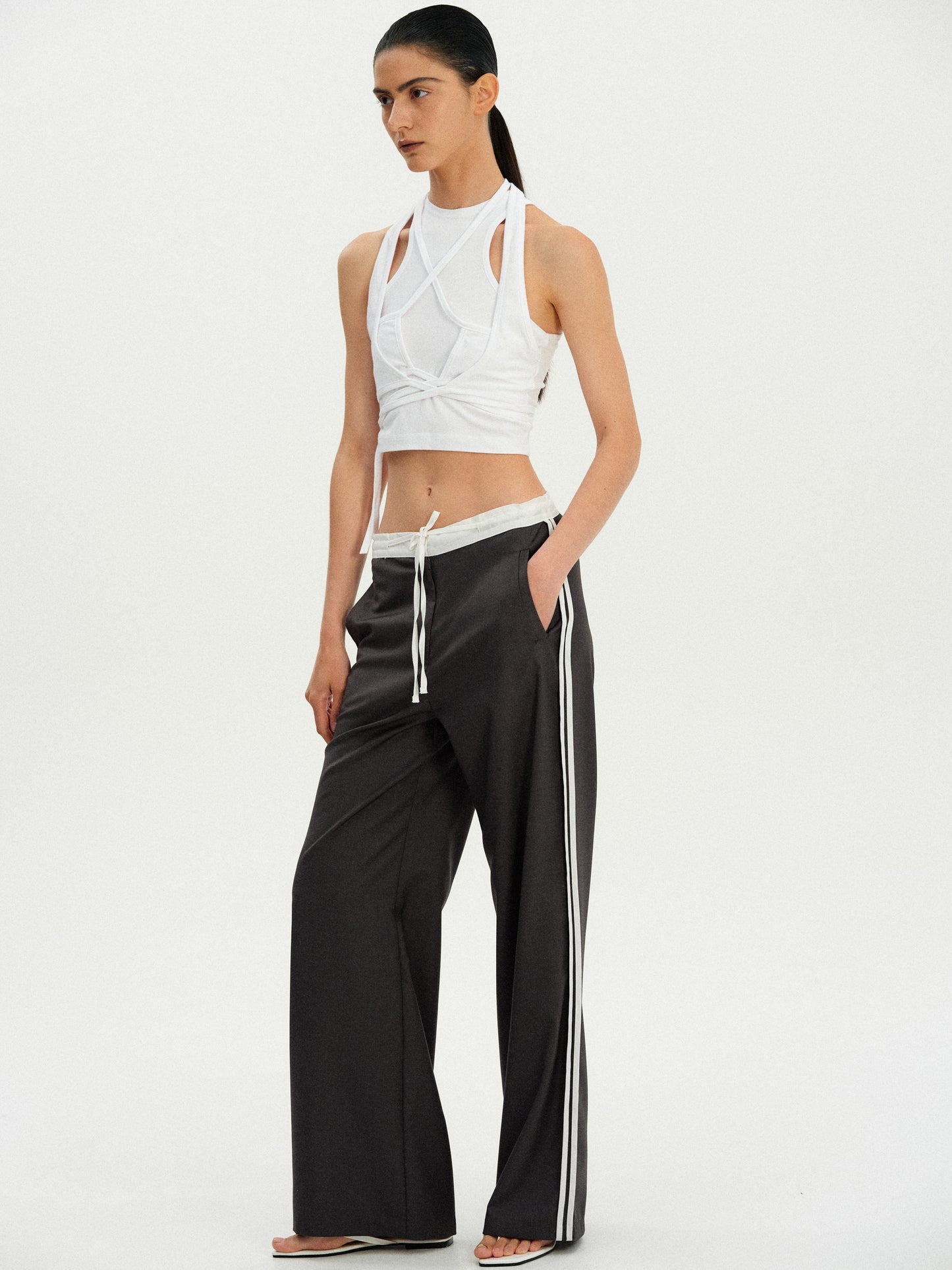 Drawstring Track Trousers, Pebble Grey