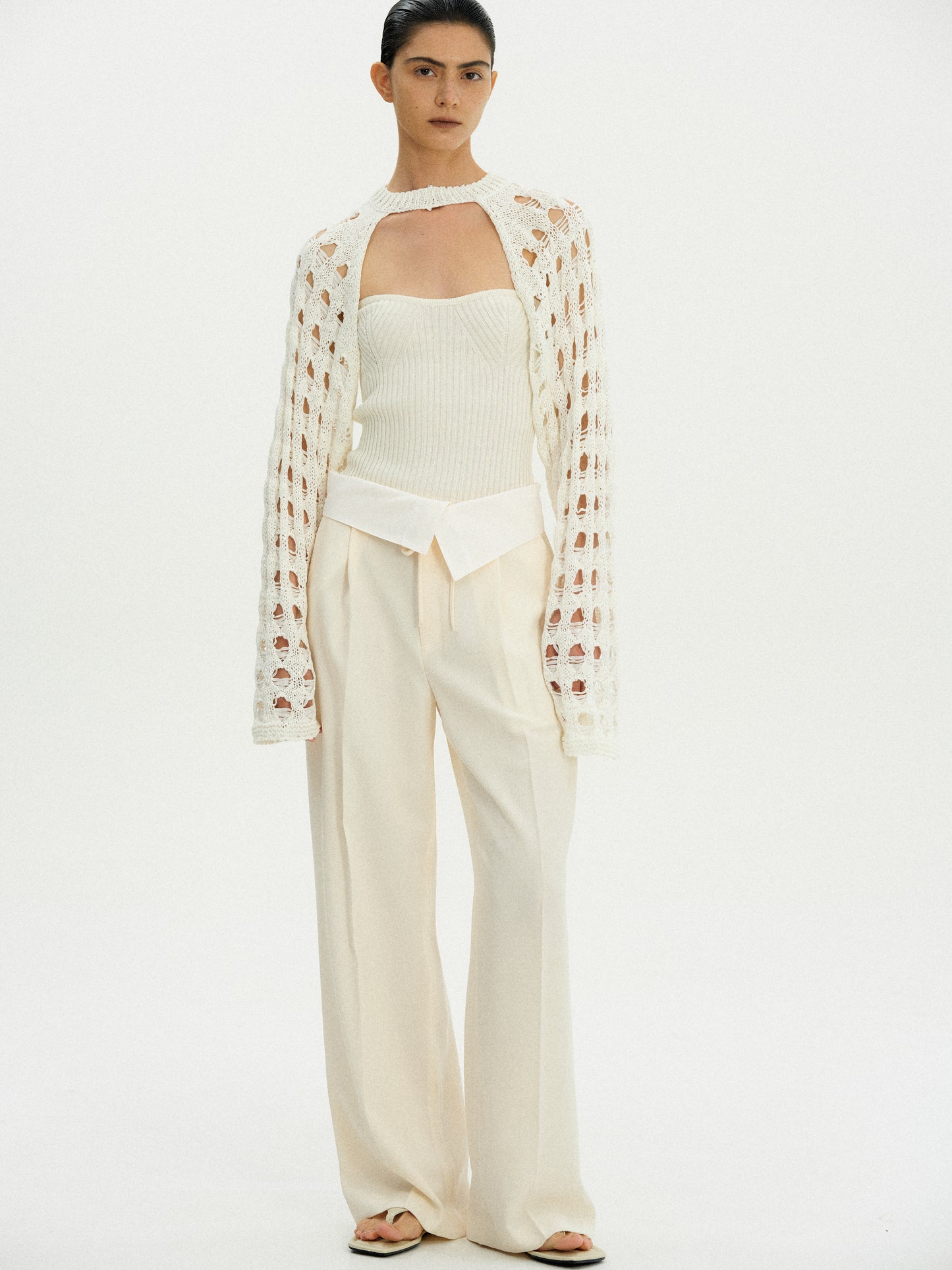 Crochet Stirrup Sweater, Cream