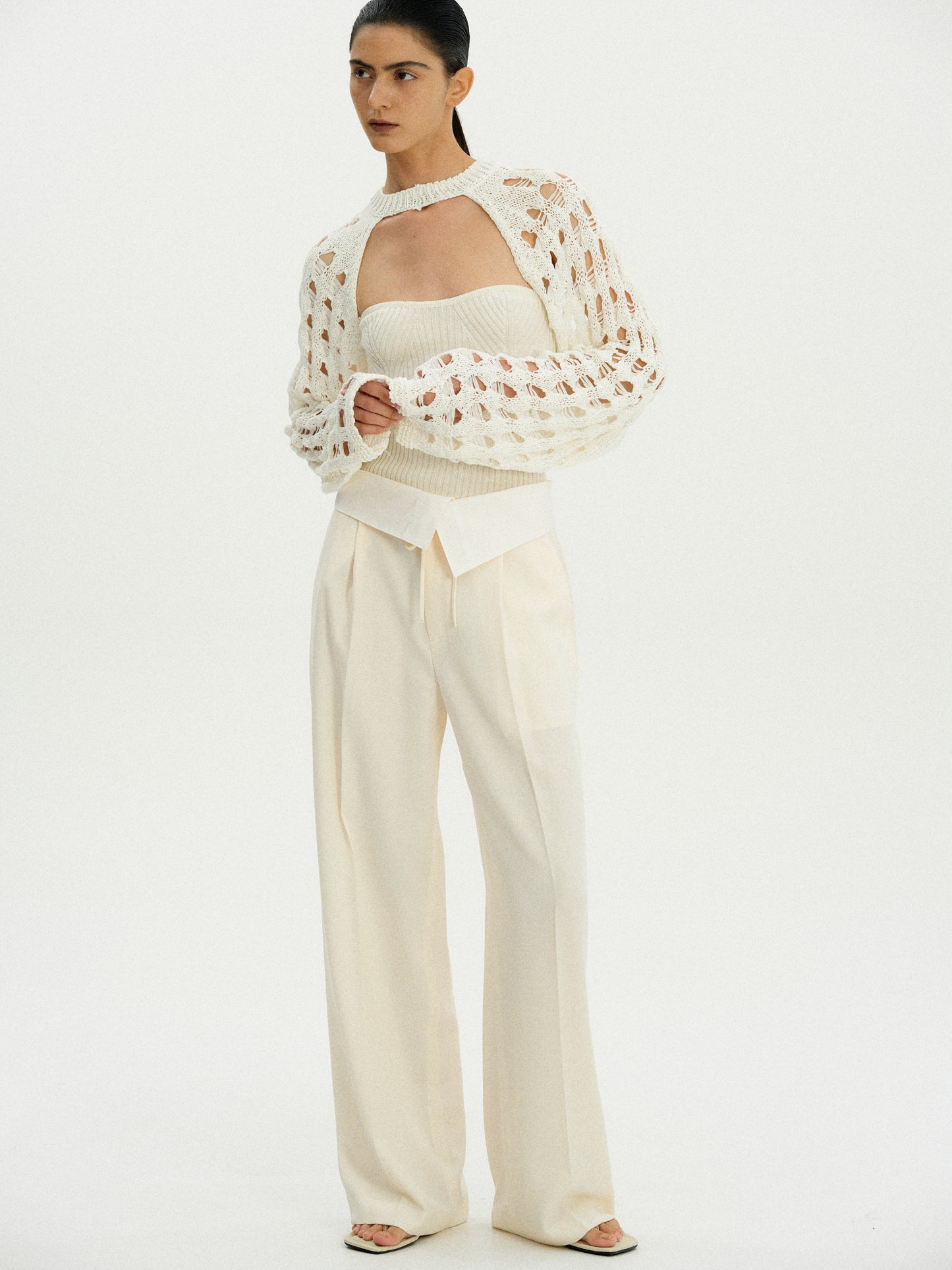 Crochet Stirrup Sweater, Cream