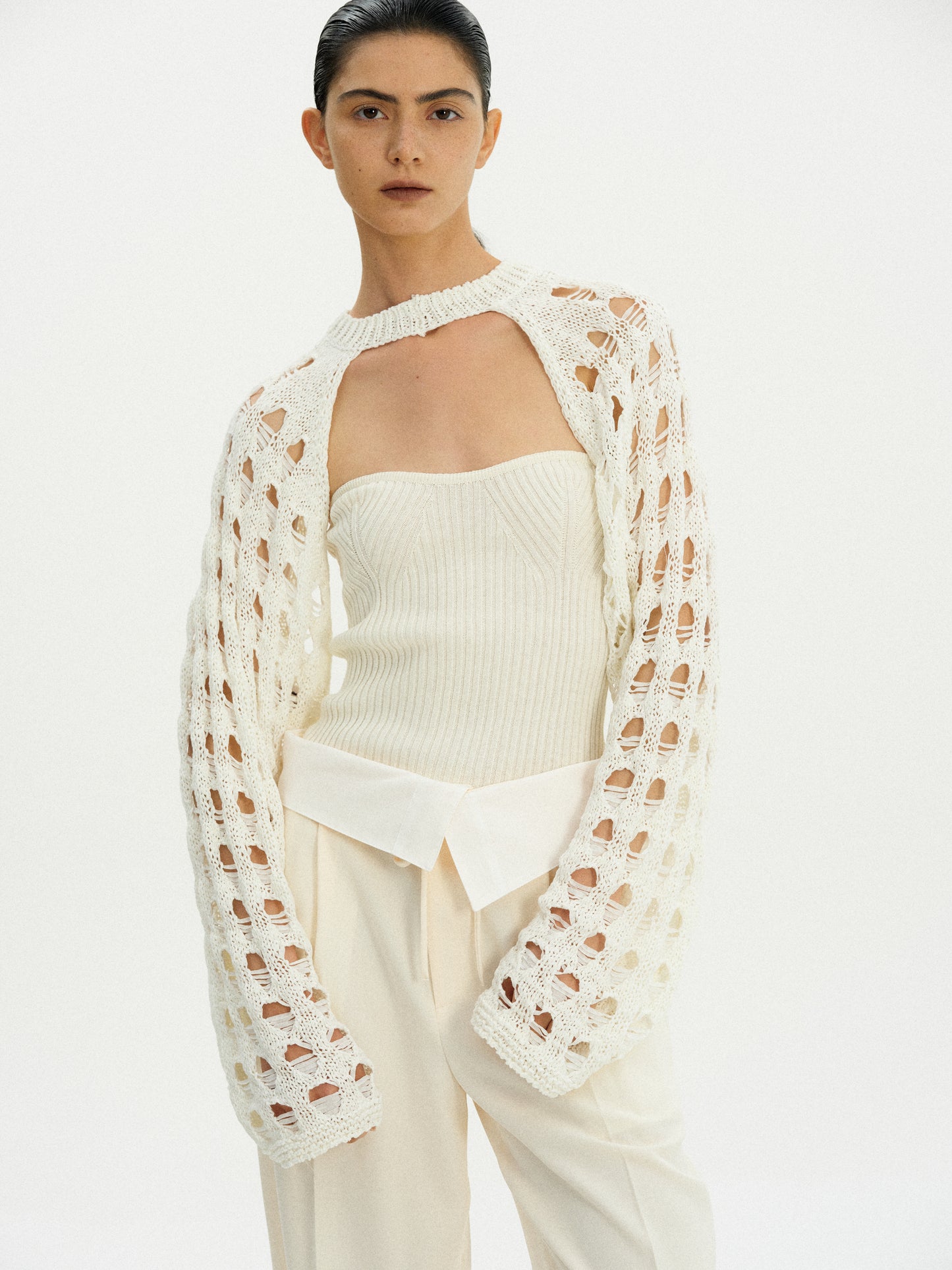 Crochet Stirrup Sweater, Cream