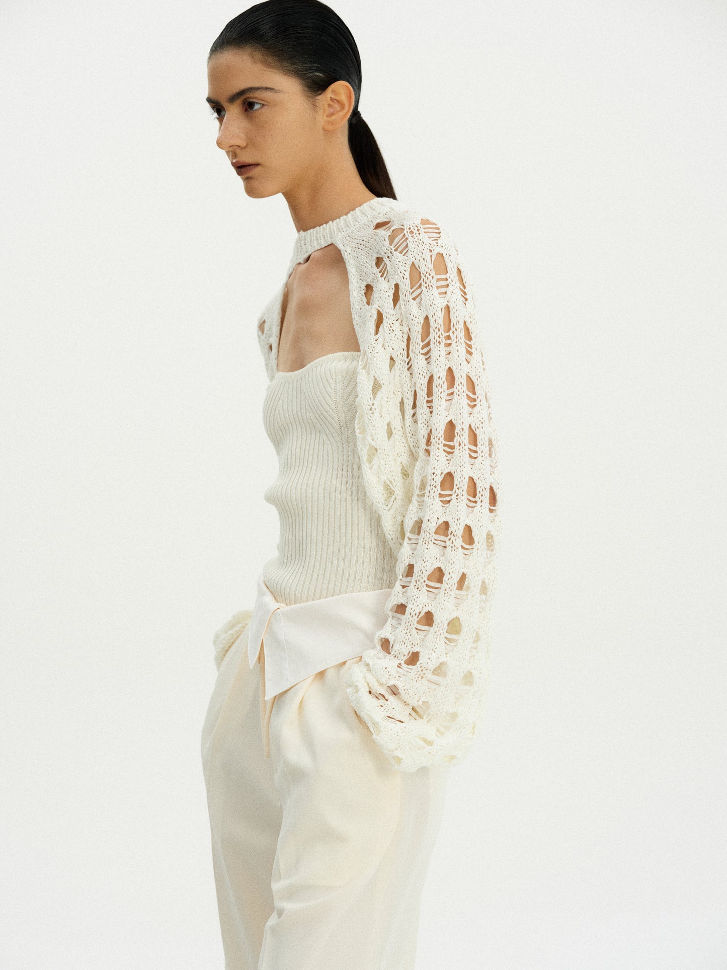 Crochet Stirrup Sweater, Cream