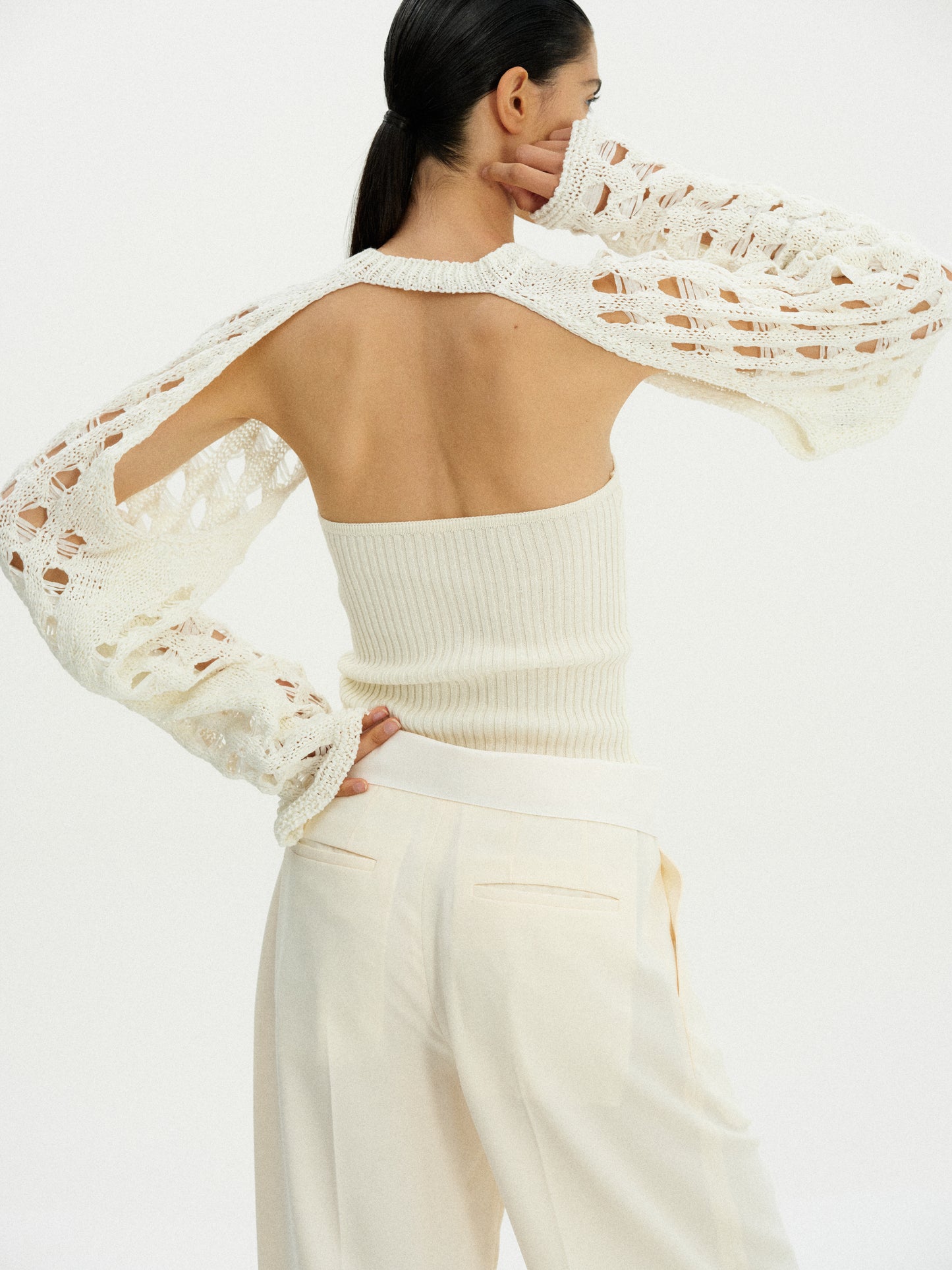 Crochet Stirrup Sweater, Cream