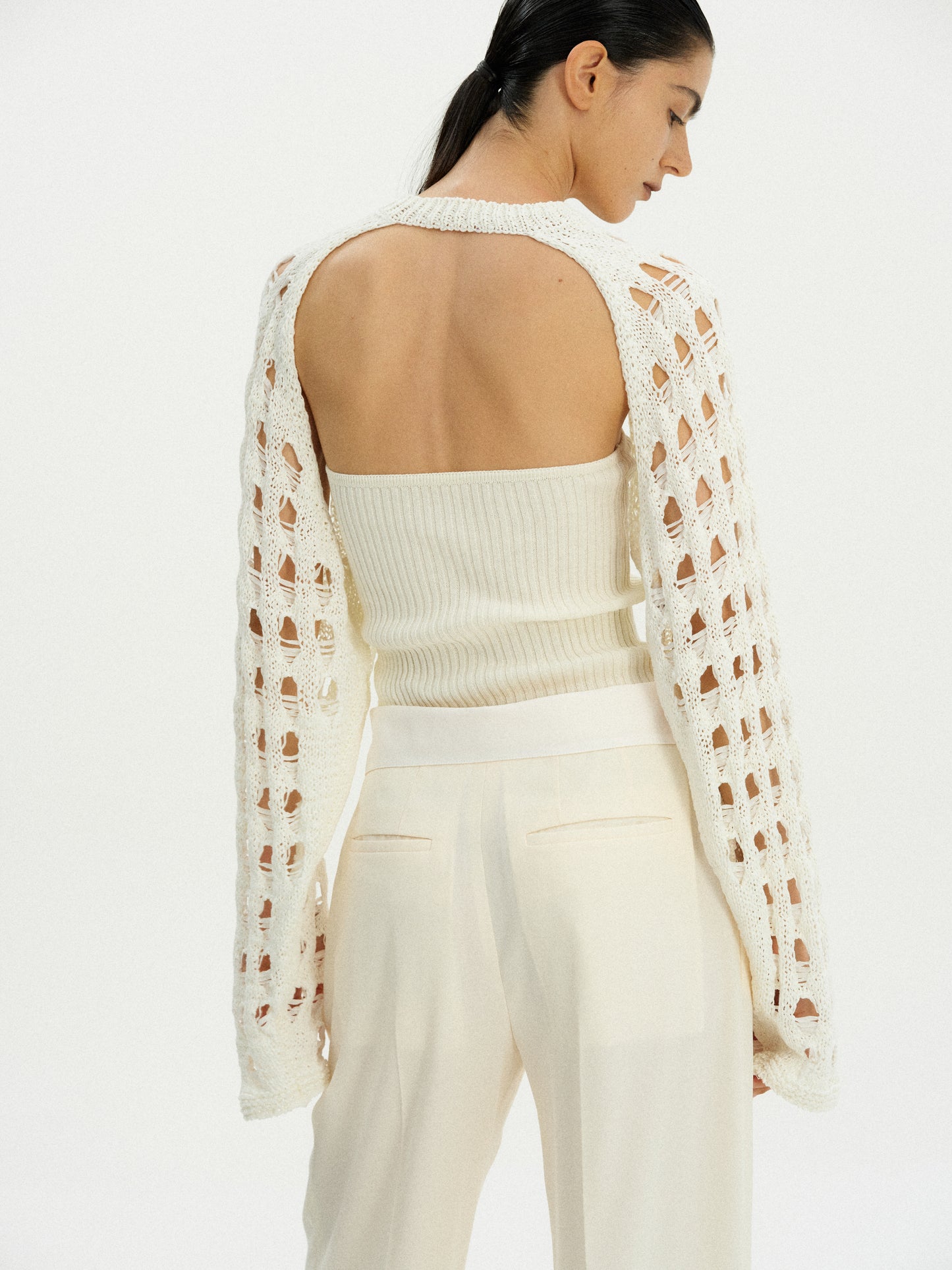 Crochet Stirrup Sweater, Cream
