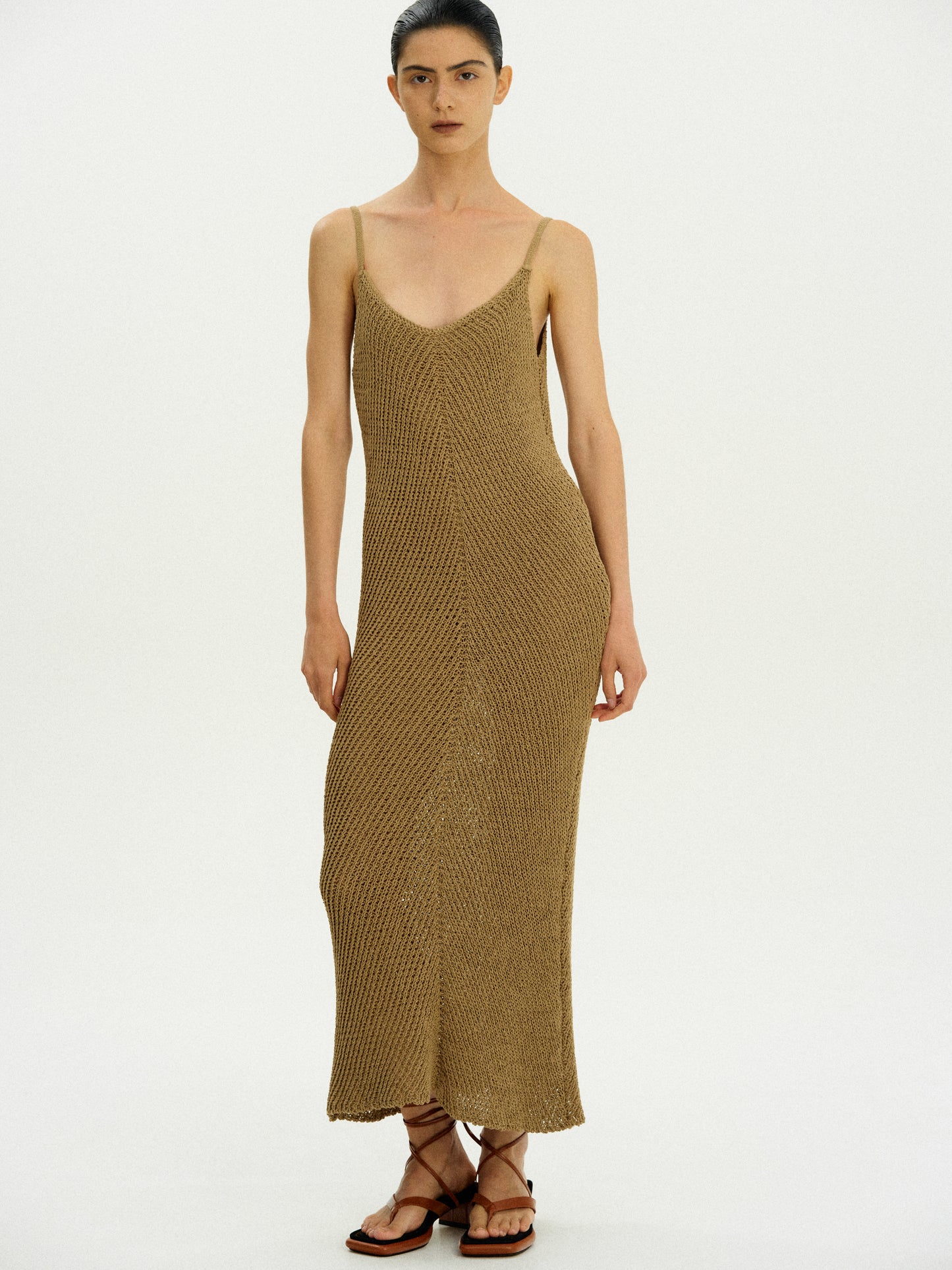 Organic Cotton Knit Dress, Bark