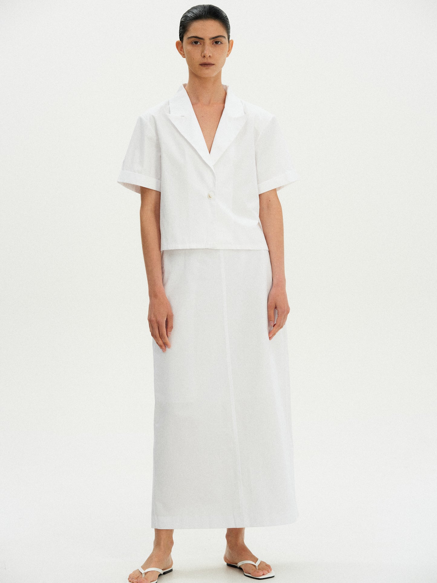 Open Back Cotton Jacket, Pure White