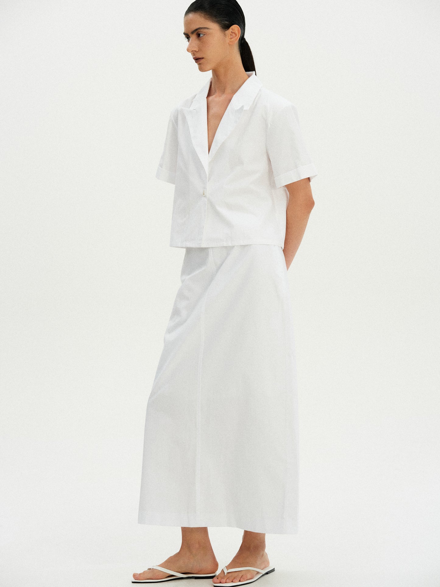 Open Back Cotton Jacket, Pure White