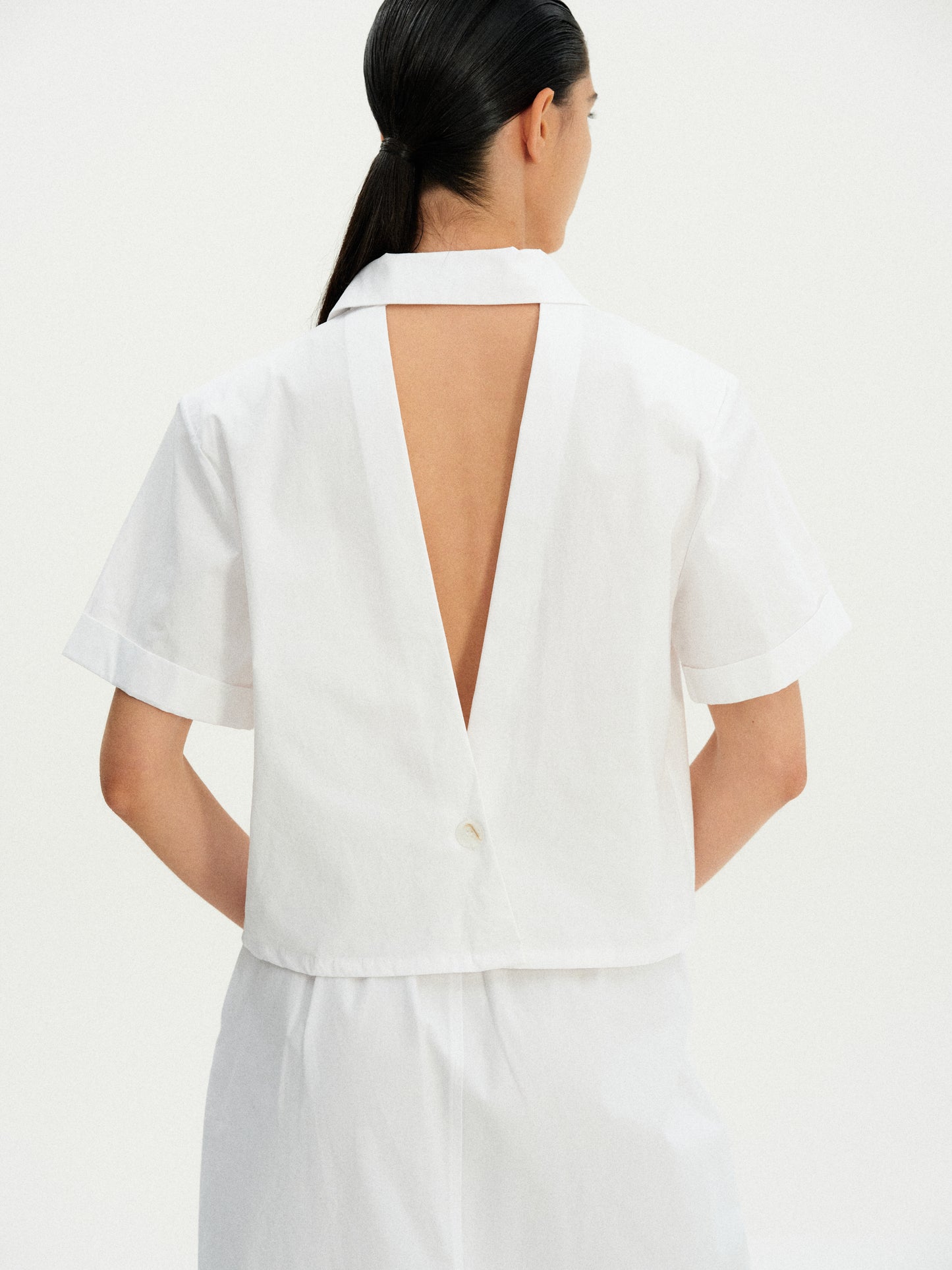 Open Back Cotton Jacket, Pure White
