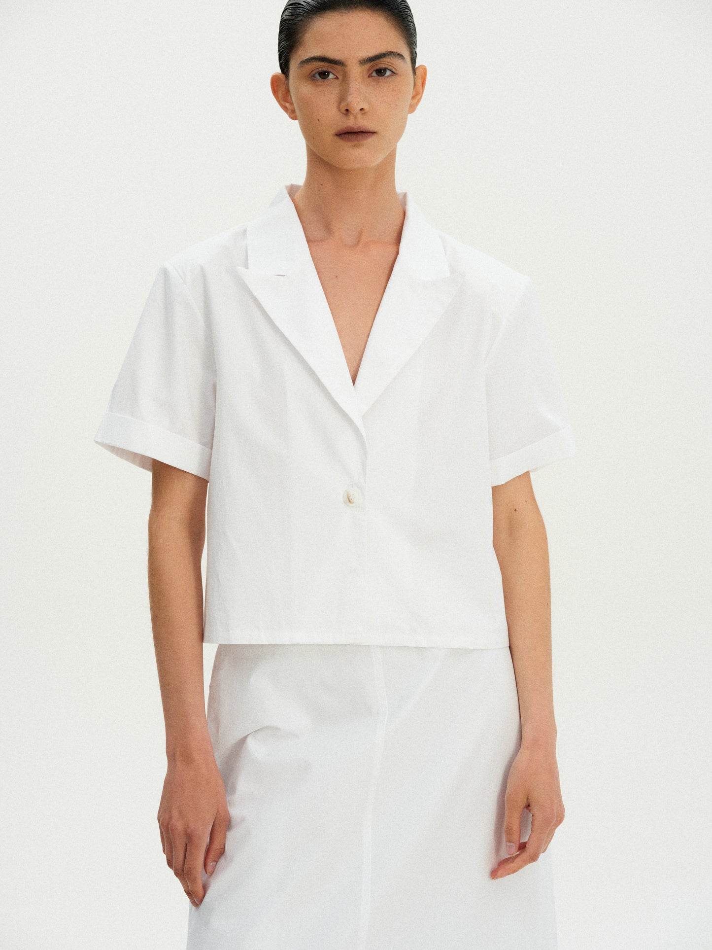 Open Back Cotton Jacket, Pure White