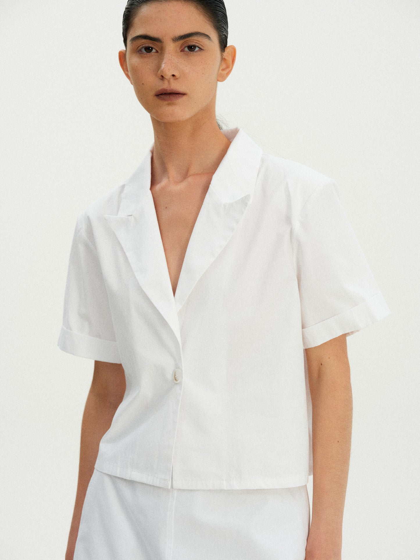 Open Back Cotton Jacket, Pure White