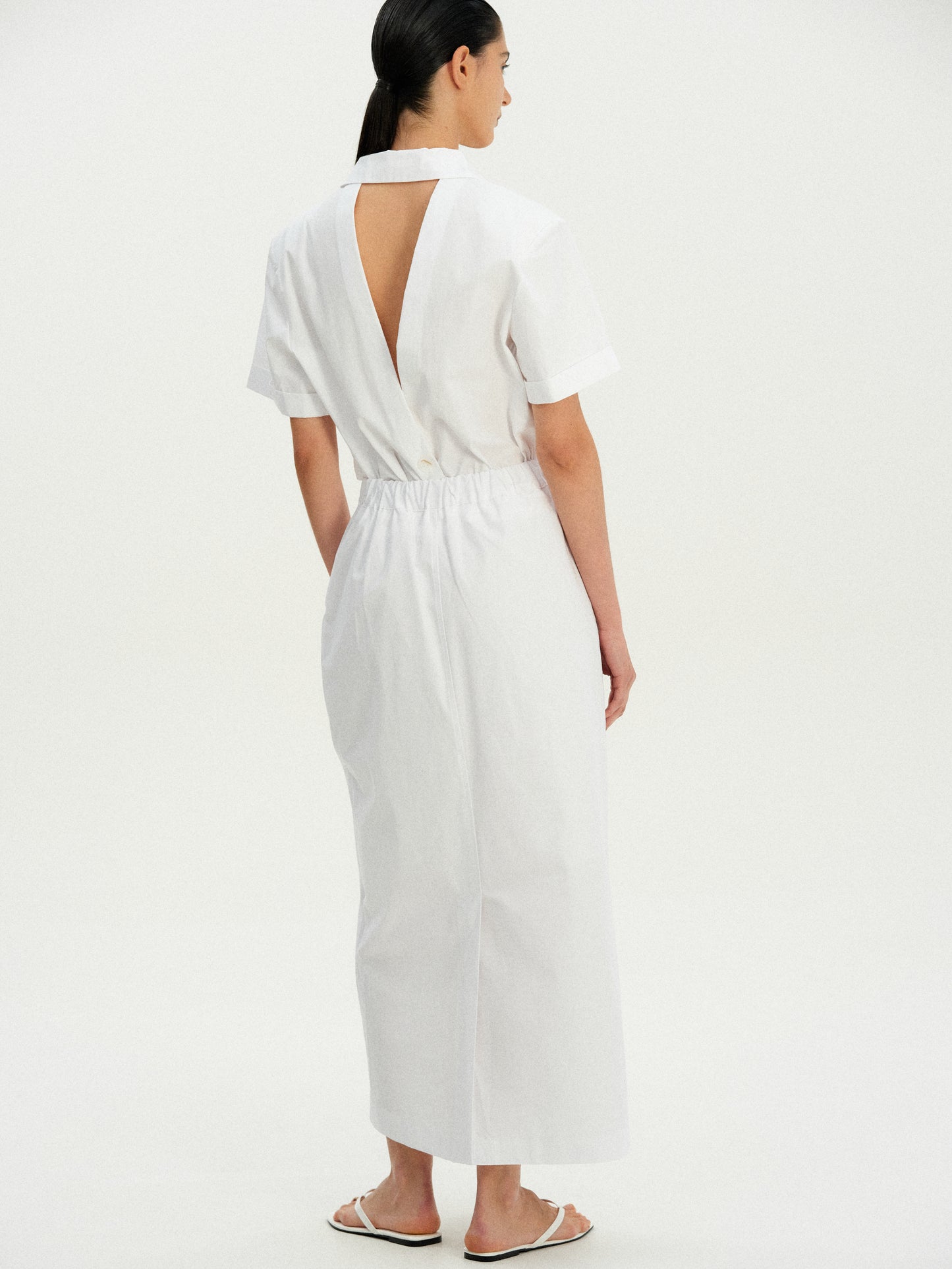 Open Back Cotton Jacket, Pure White