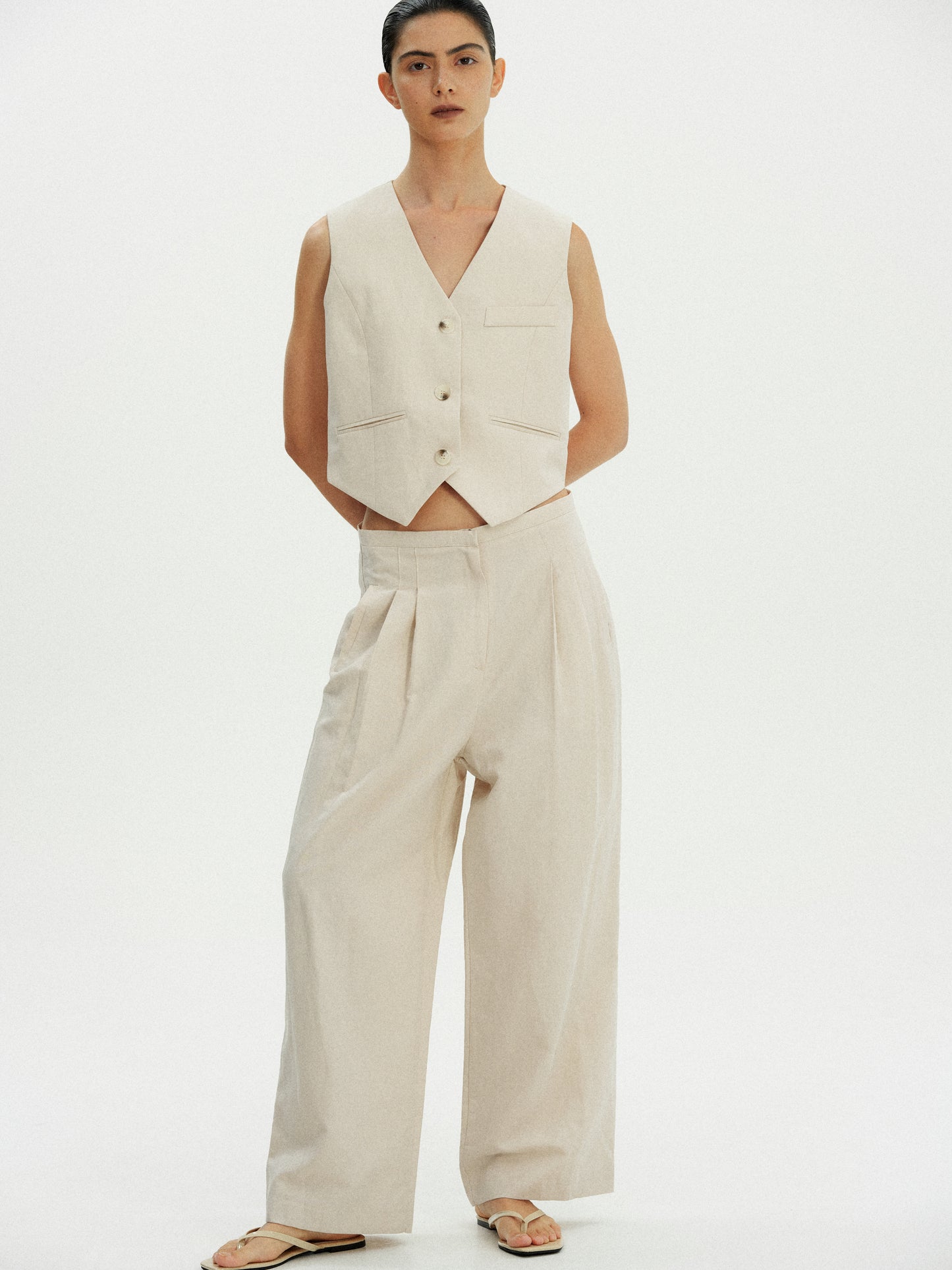 Linen-Cotton Waistcoat, Nougat