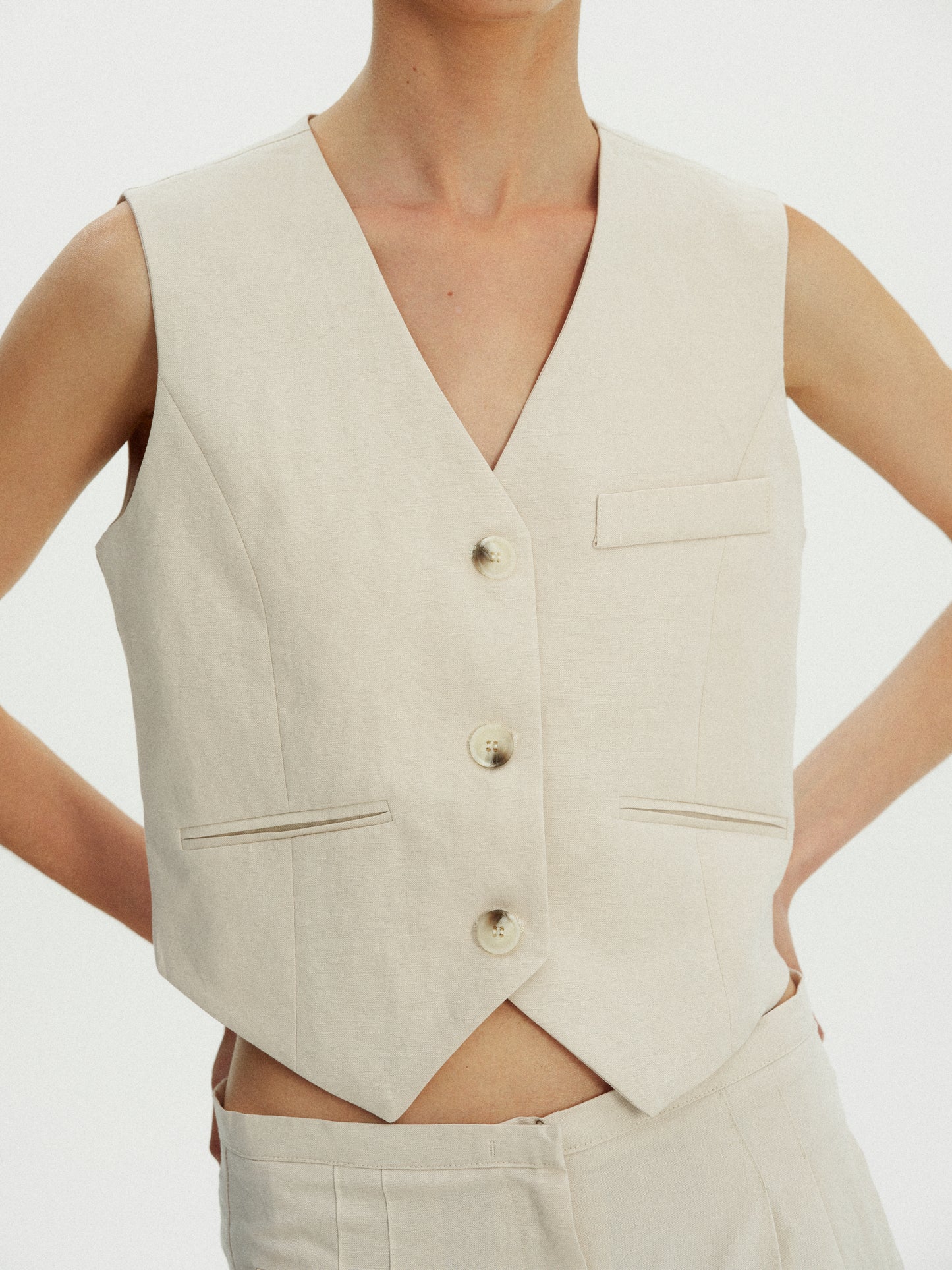 Linen-Cotton Waistcoat, Nougat