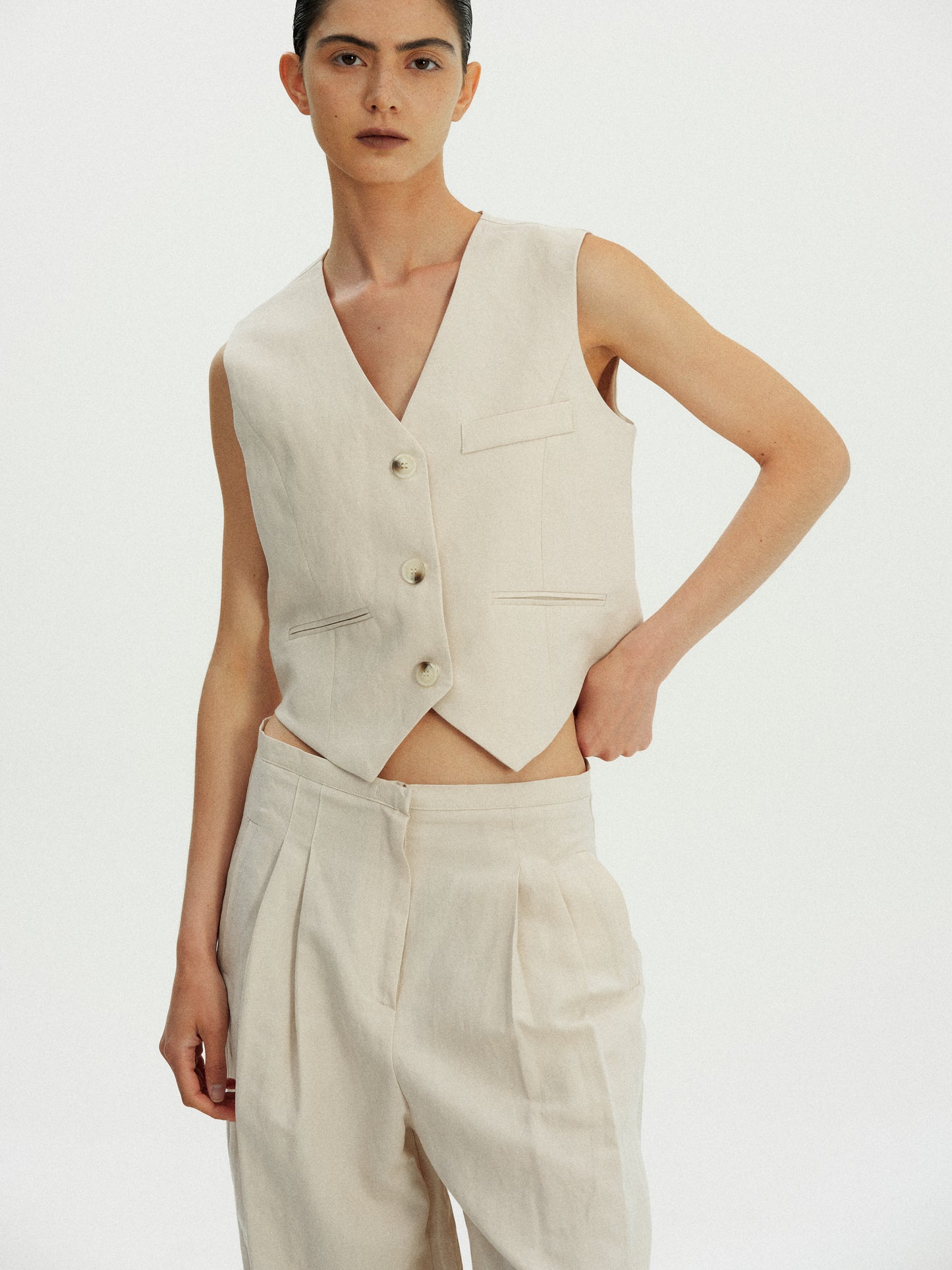 Linen-Cotton Waistcoat, Nougat