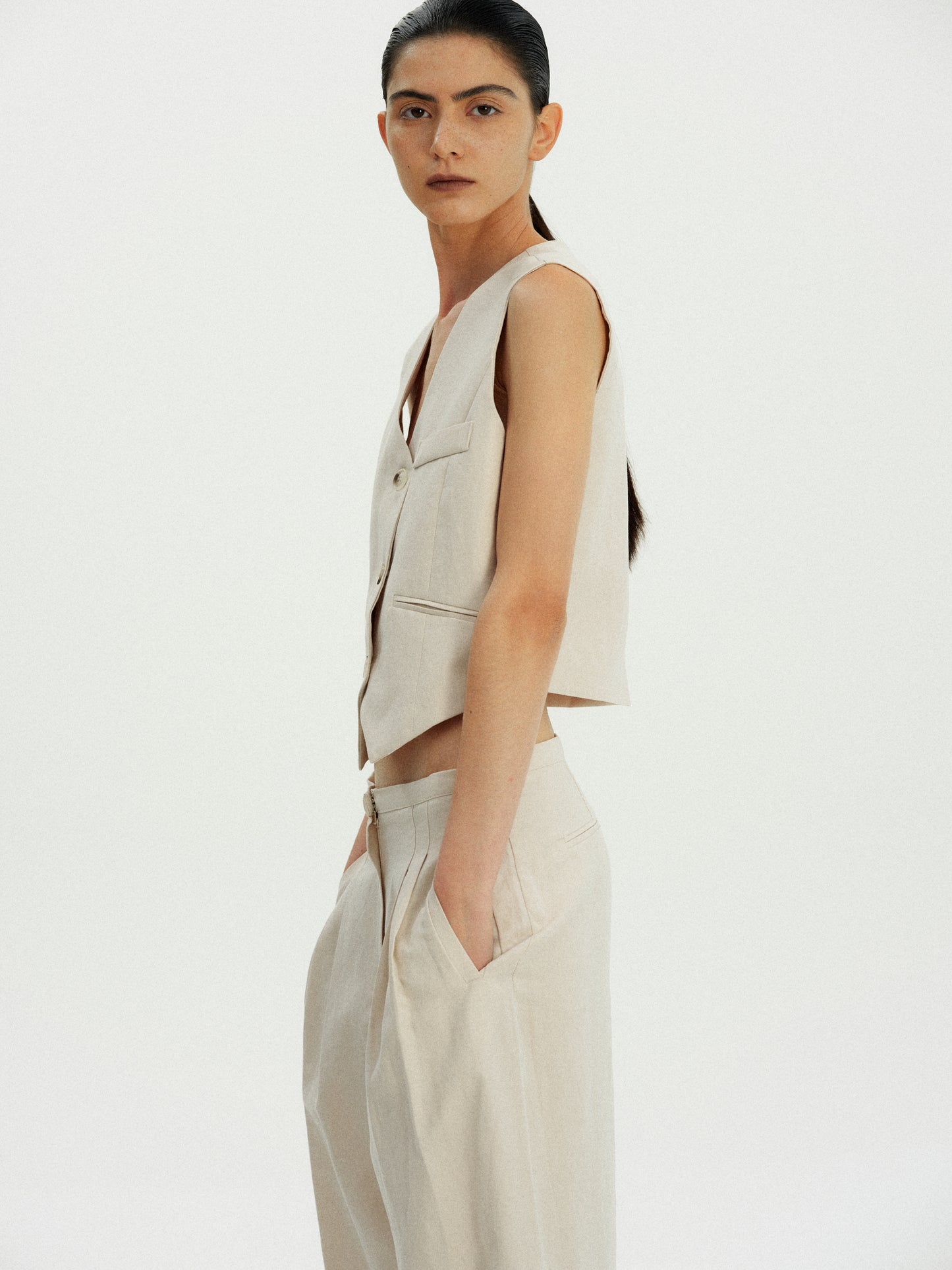 Linen-Cotton Waistcoat, Nougat