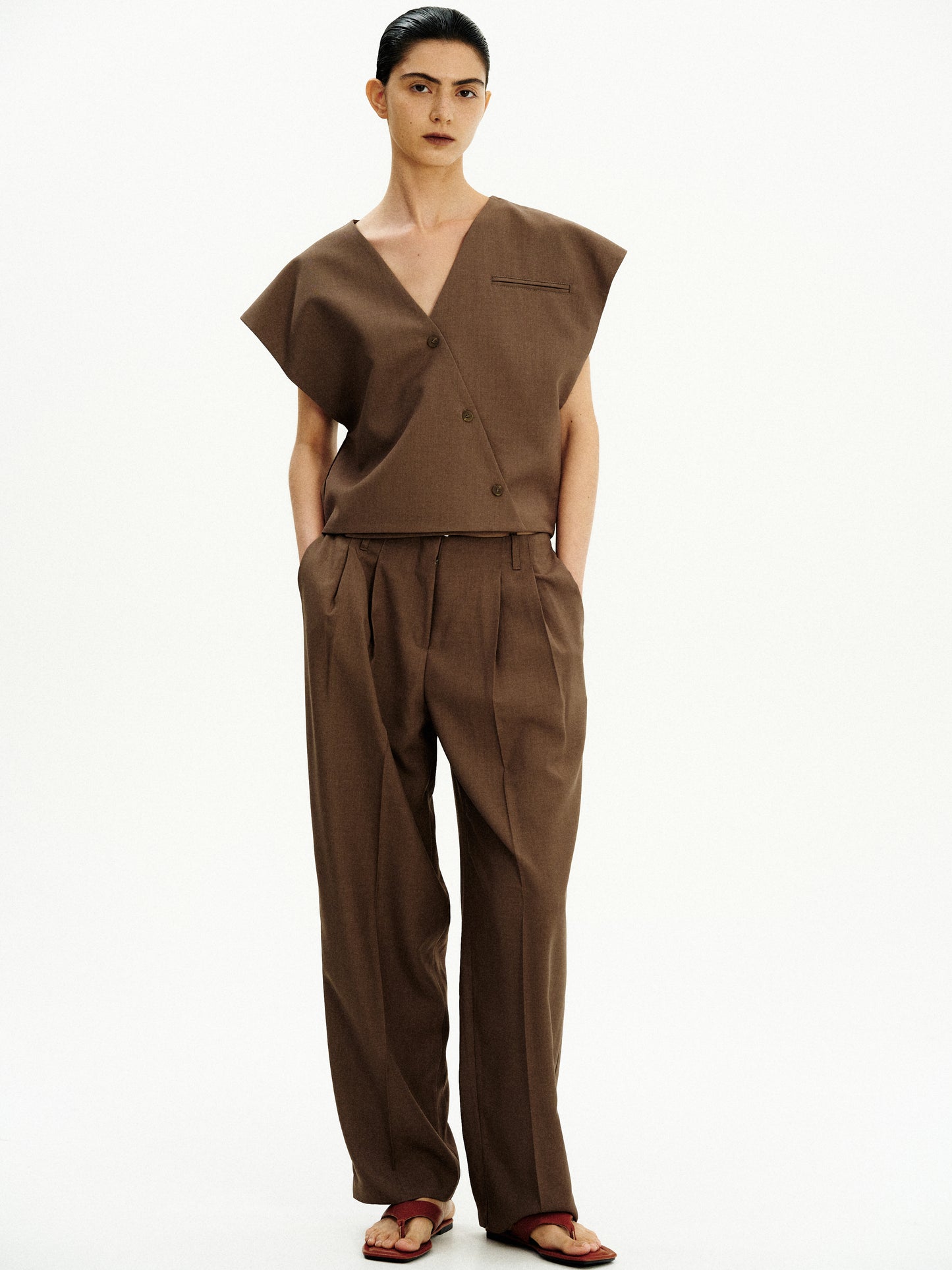 Loophole Belted Trousers, Dark Hazelnut
