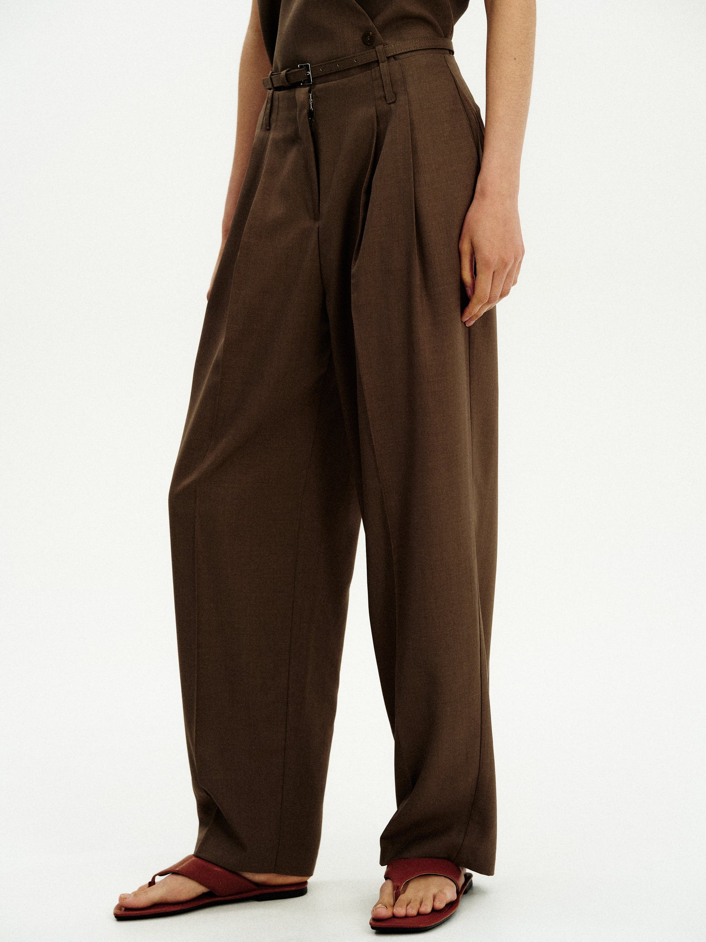 Loophole Belted Trousers, Dark Hazelnut