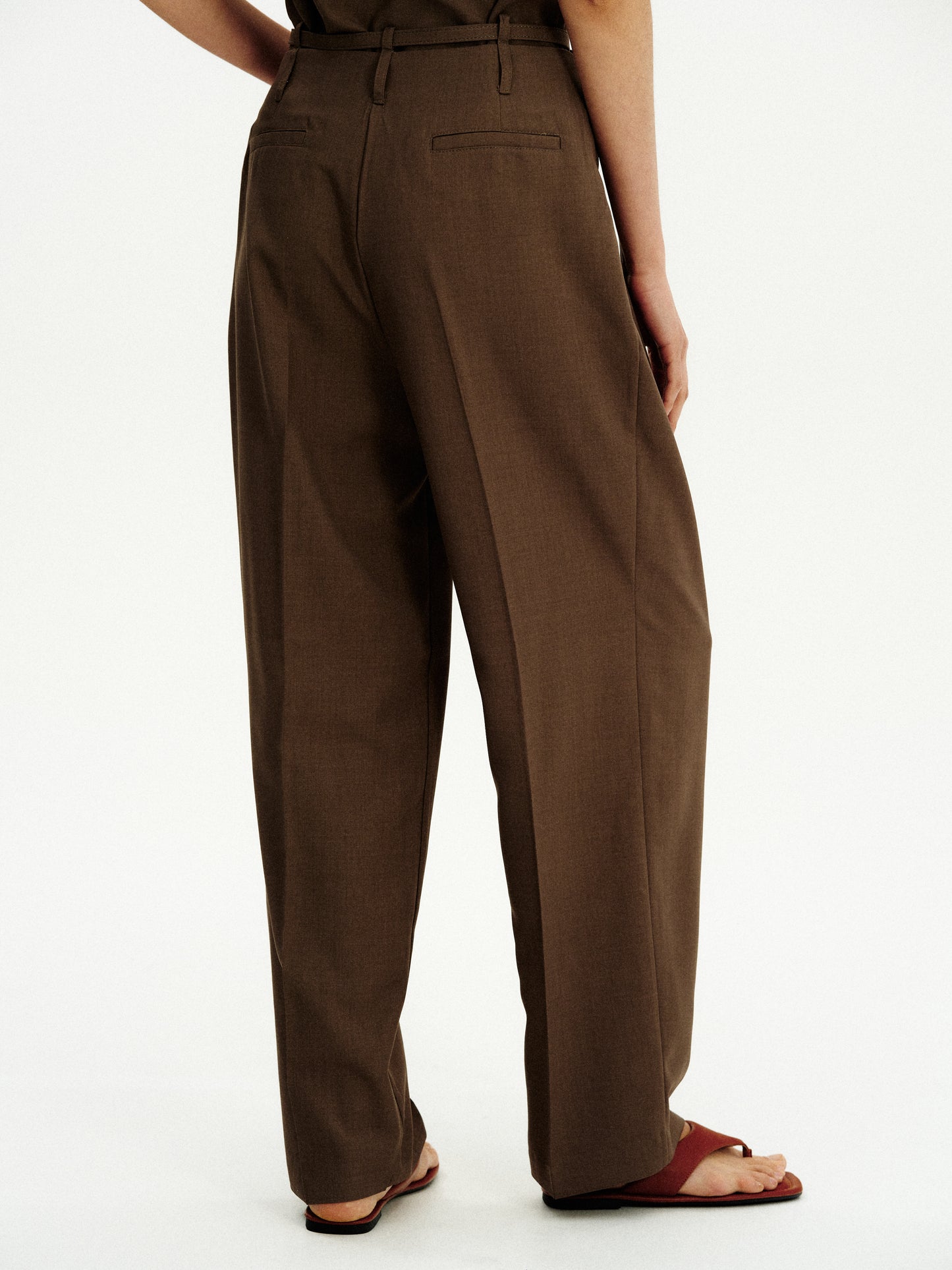 Loophole Belted Trousers, Dark Hazelnut