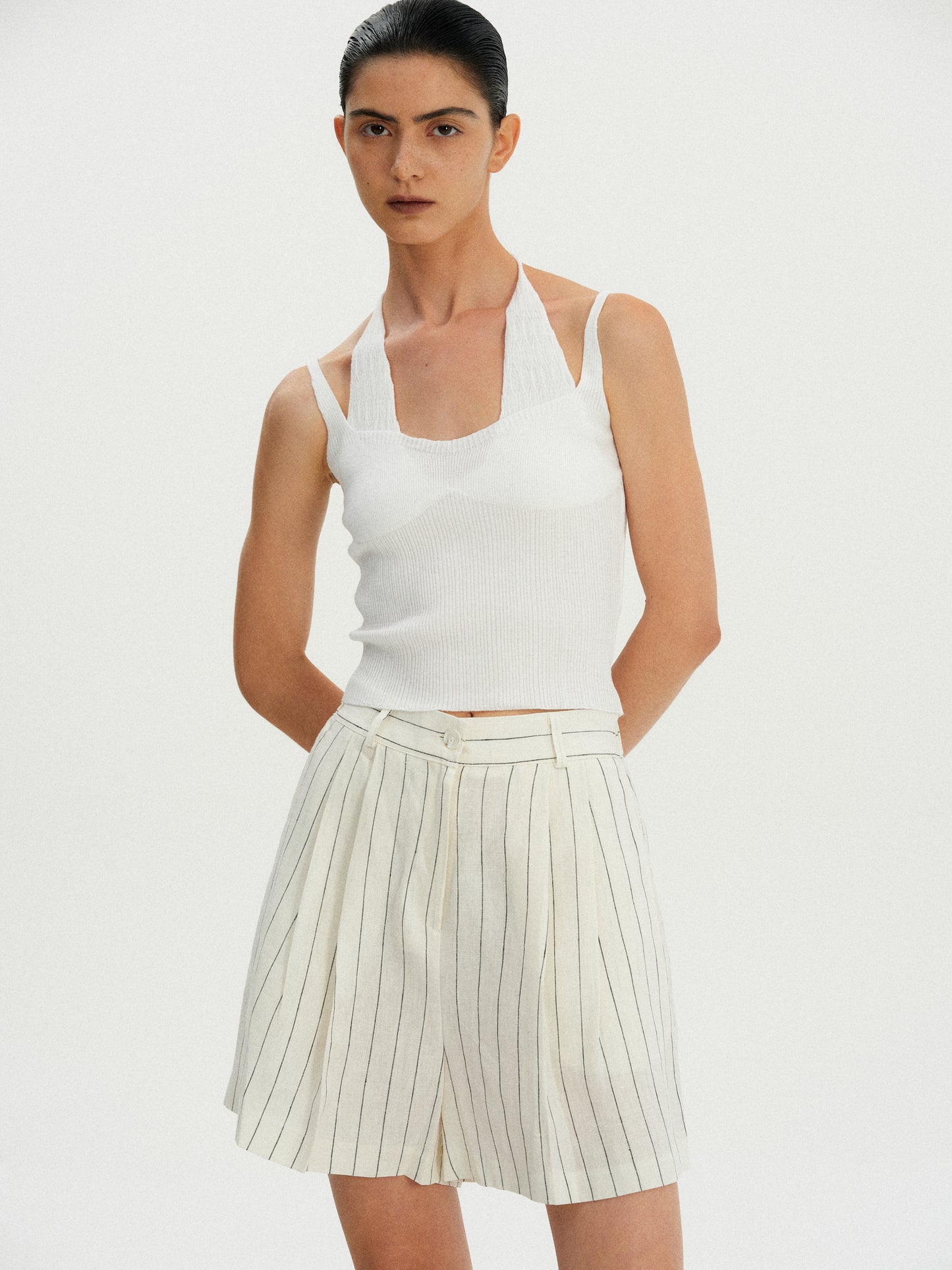Duo Layered Knit Tank Top, White