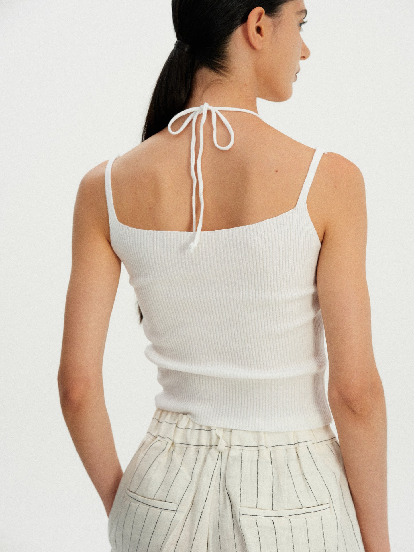 Duo Layered Knit Tank Top, White
