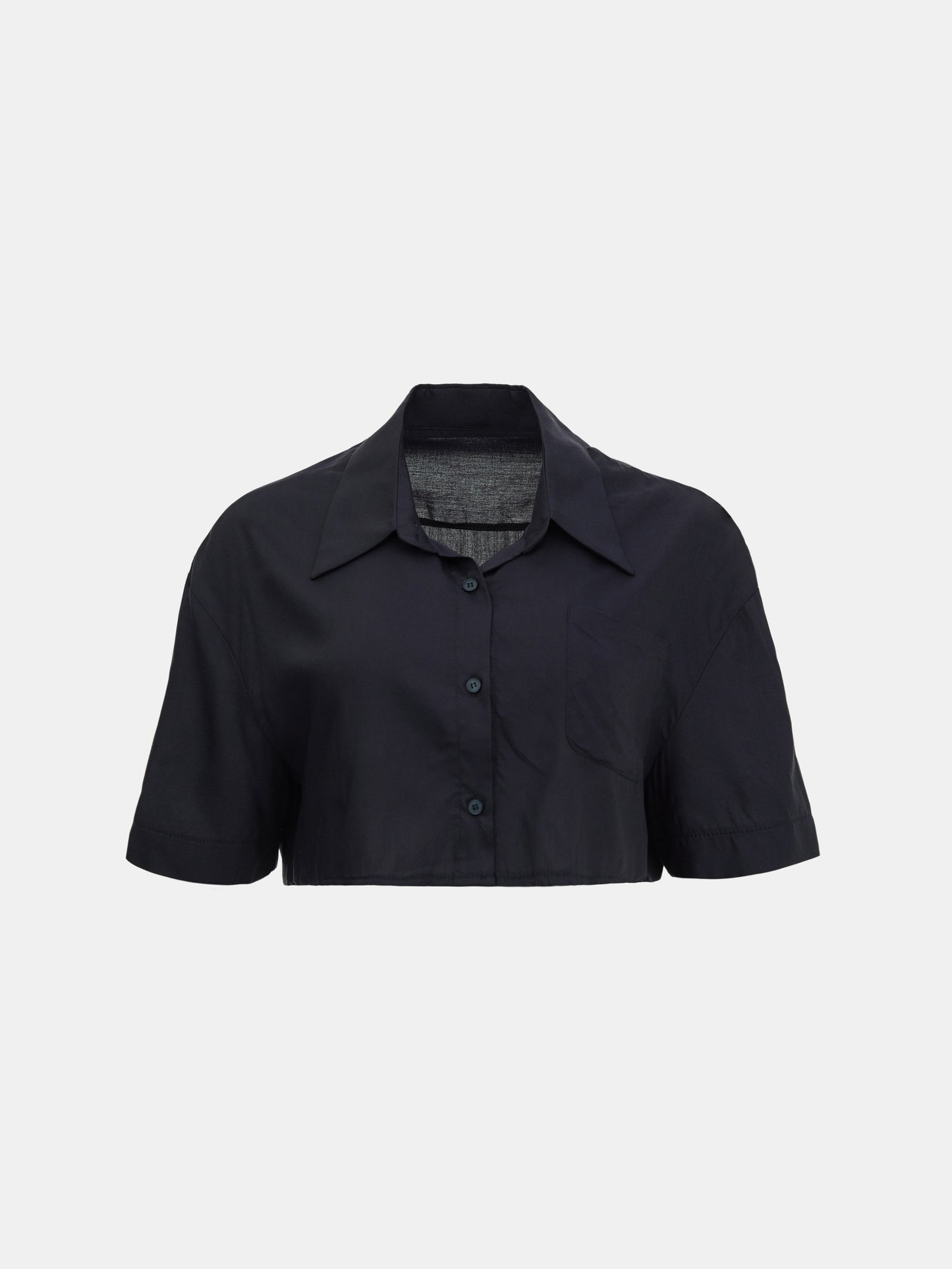Cropped Rayon Shirt, Deep Blue