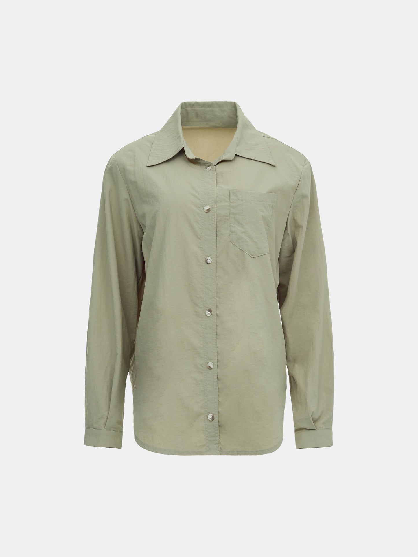 Pad Shoulder Nylon Shirt, Kelp