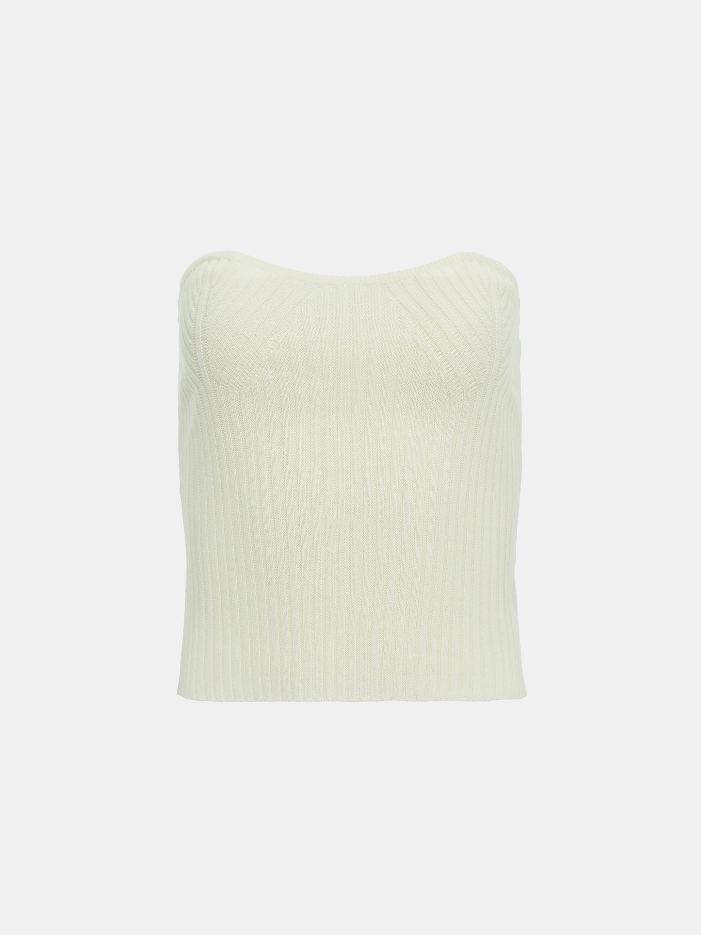 Strapless Cotton Knit Top, Egret