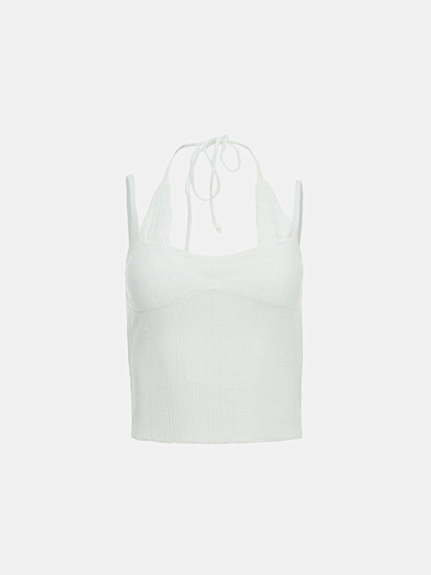 Duo Layered Knit Tank Top, White