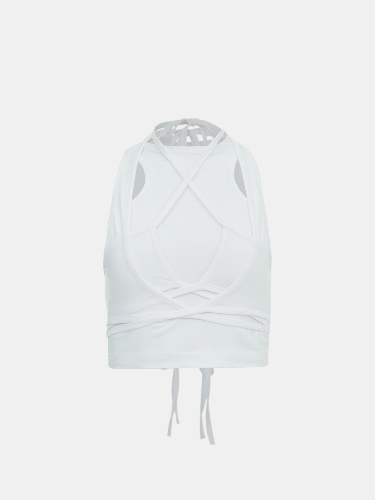 Tie-Up Sleeve Triple Tank Set, White