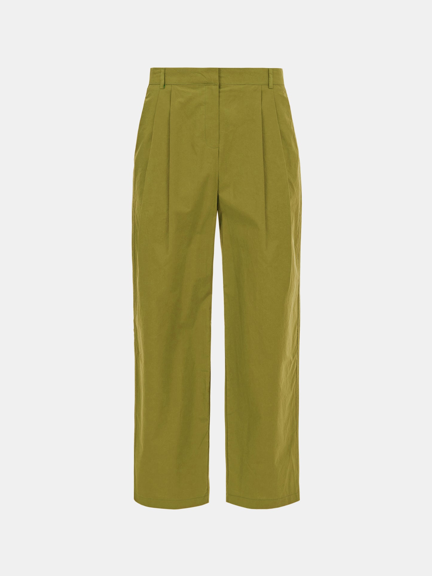 Cotton Tuck Trousers, Khaki