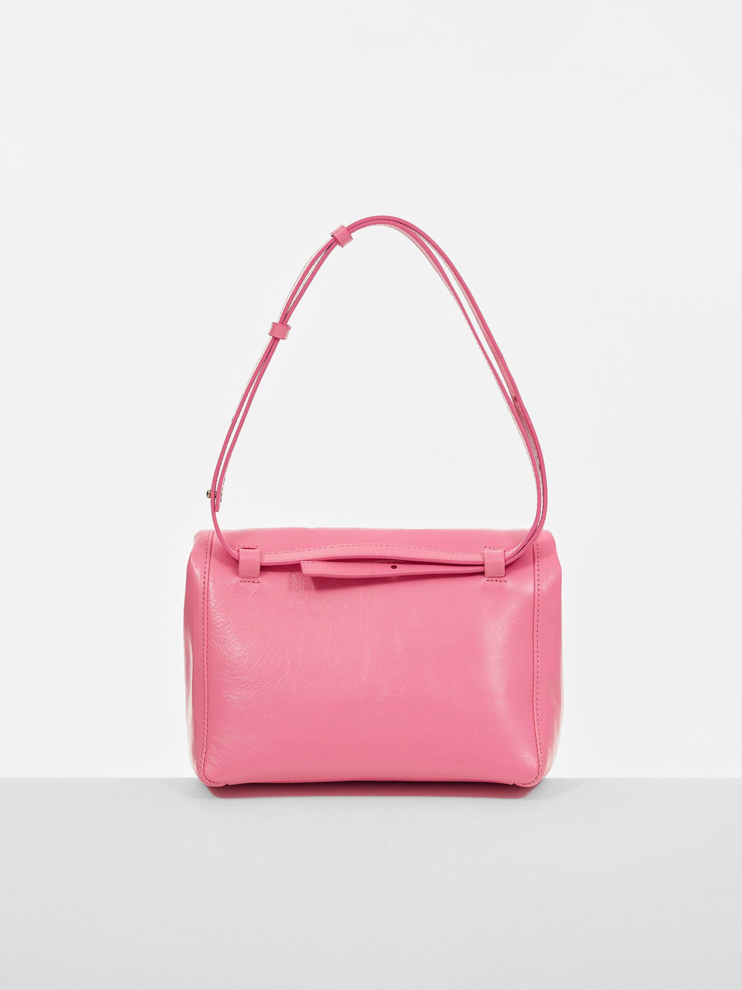 Leather Rolled Puffin Bag, Phlox Pink