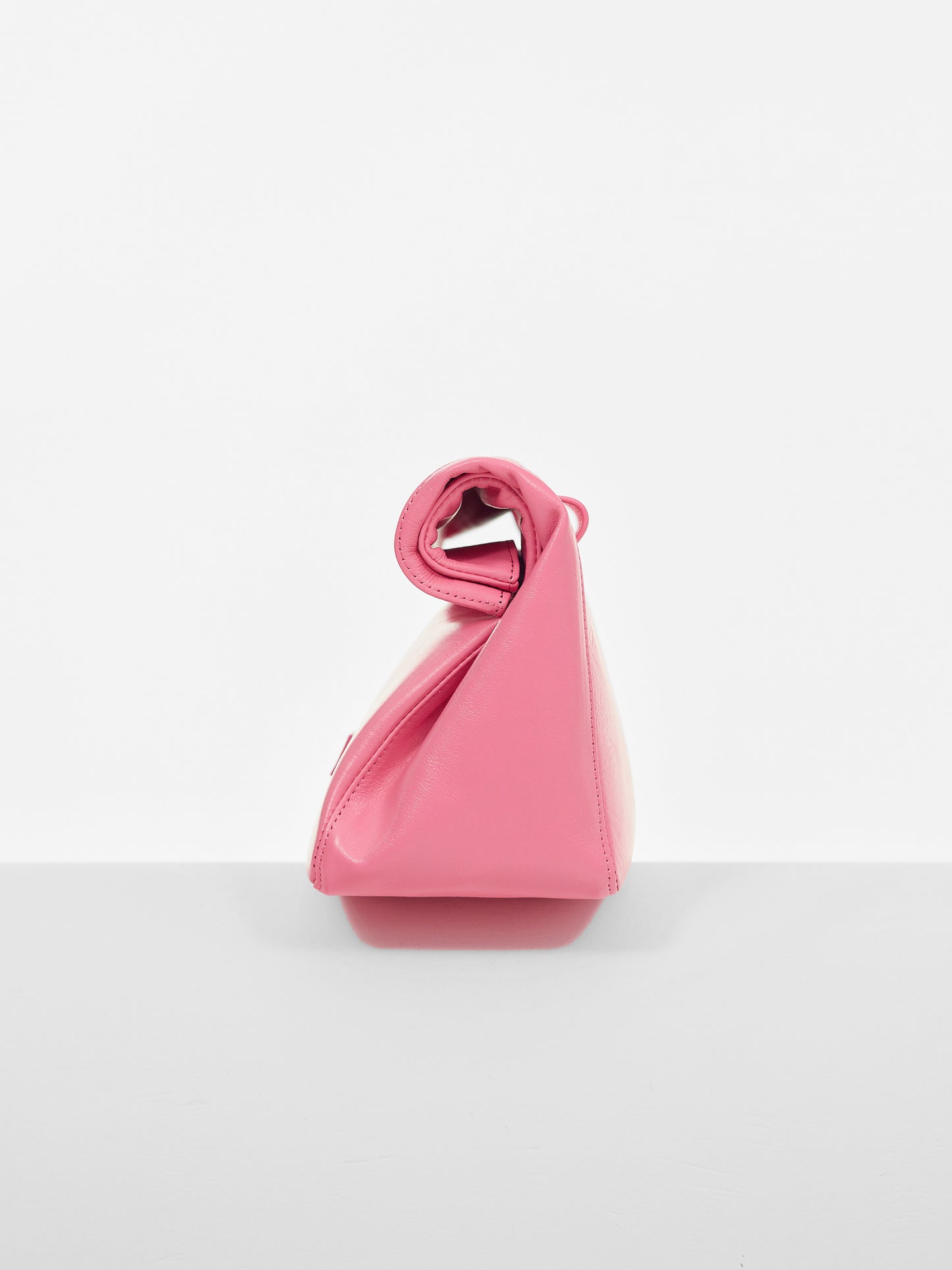 Leather Rolled Puffin Bag, Phlox Pink