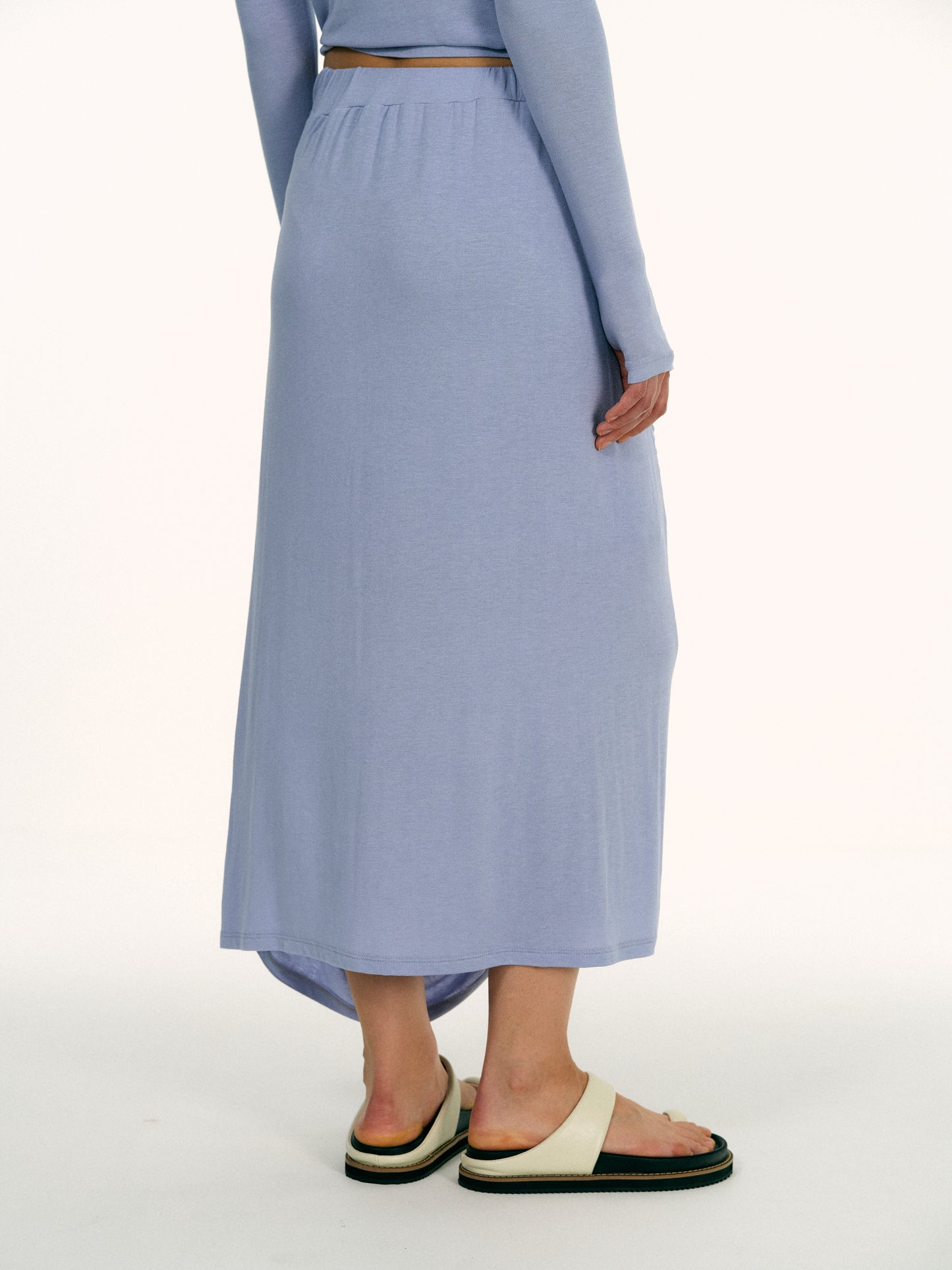 Off-Center Ruched Skirt, Blue Hyacinth