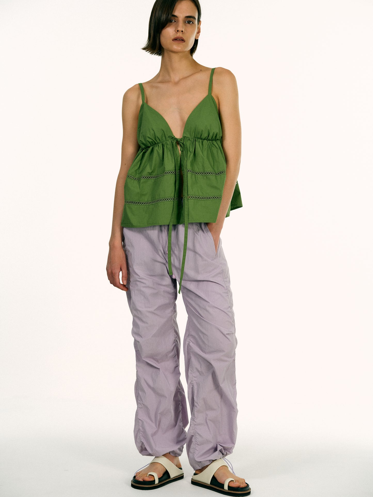 Gathered Track Pants, Lavender