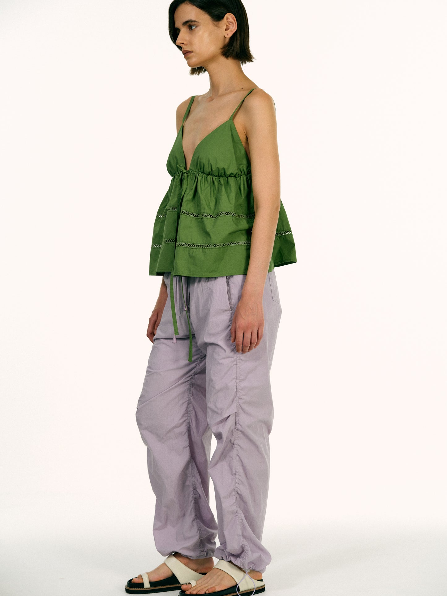 Balloon Open Eyelet Top, Green